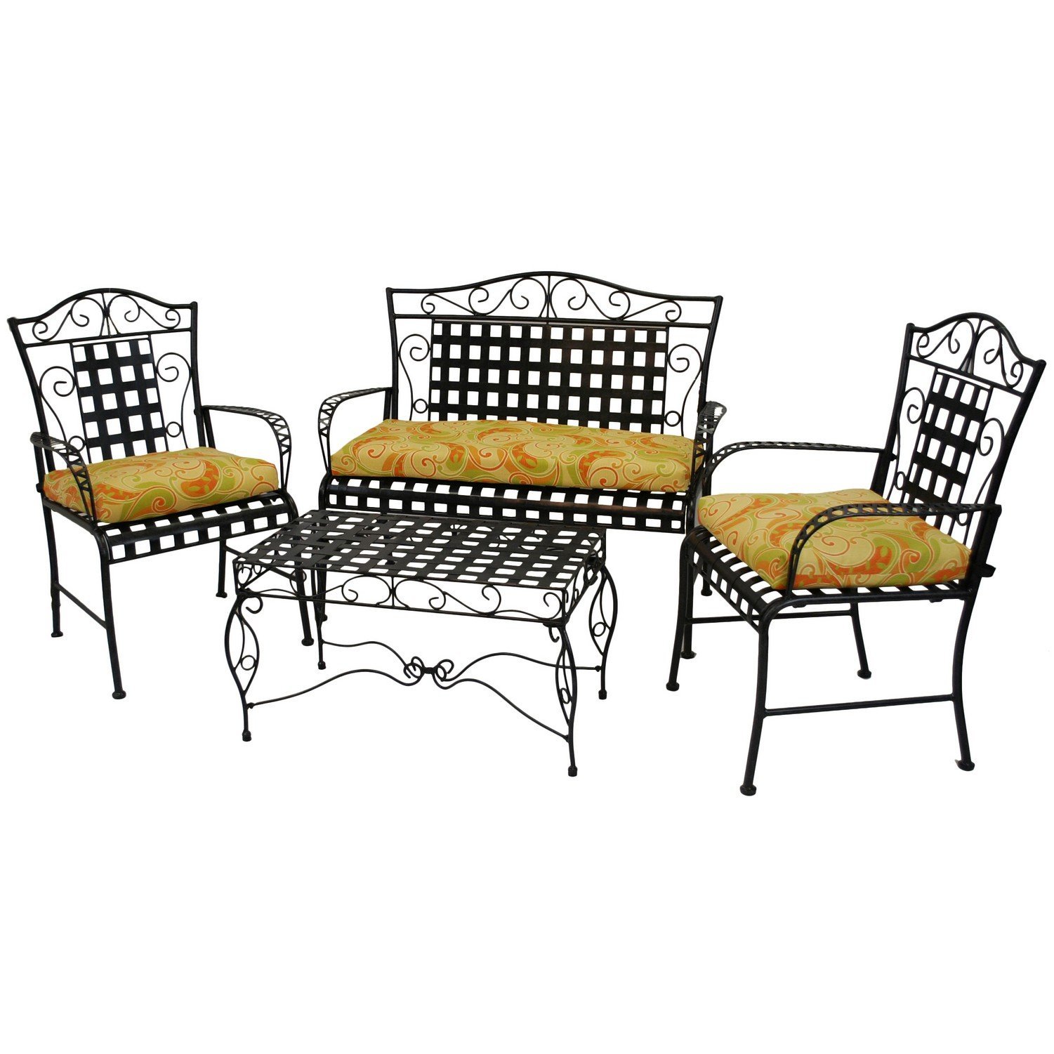 Blazing Needles Outdoor Cushion Set - 3 Piece Spun Polyester Settee Cushions with Pompeii Pattern, Water Resistant & UV Protected - Perfect for Patio Furniture, Garden Bench, Poolside Lounge & Outdoor Seating