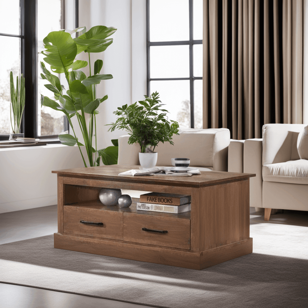 Myles Solid Wood Coffee Table - 47 Inch Modern Living Room Center Table for Small Spaces - Perfect for Home, Office, and Apartment Decor
