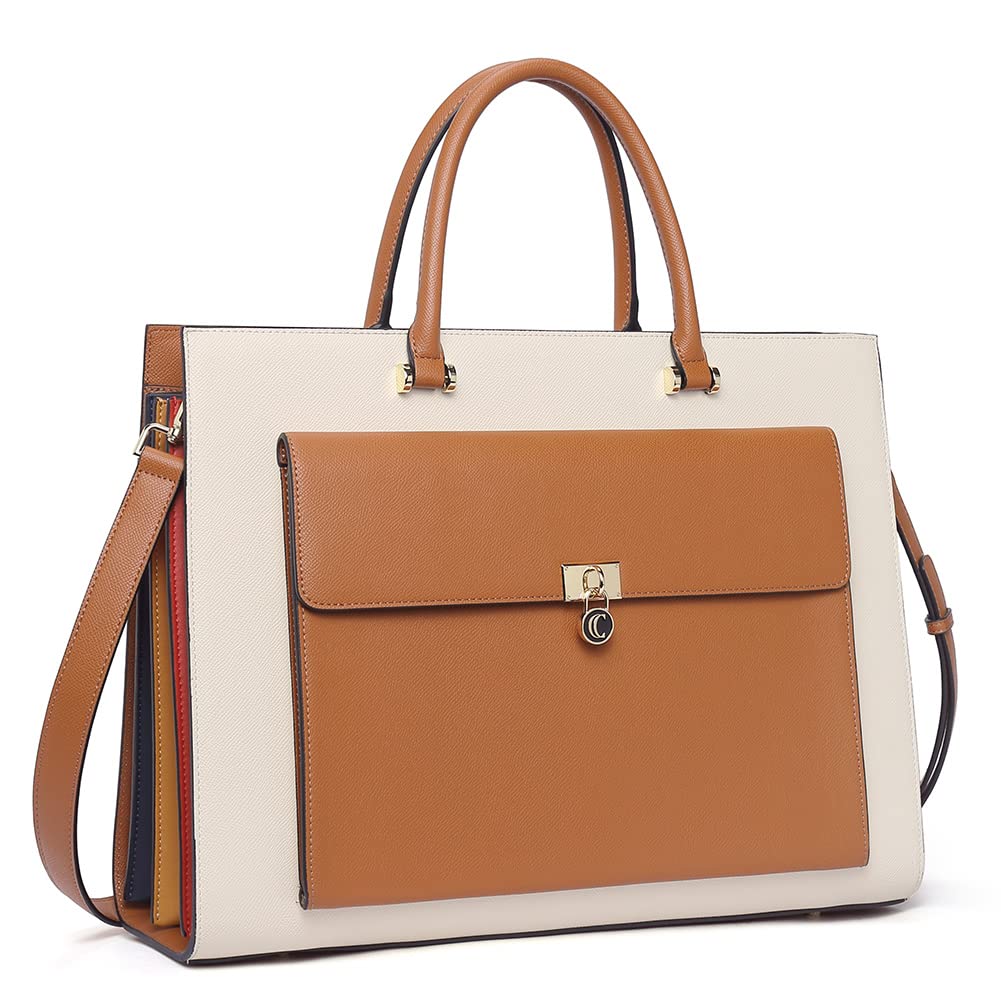 CLUCI Vegan Leather Briefcase for Women - 15.6 Inch Laptop Bag with Large Pockets, Professional Business Shoulder Bag for Work, Office & Travel