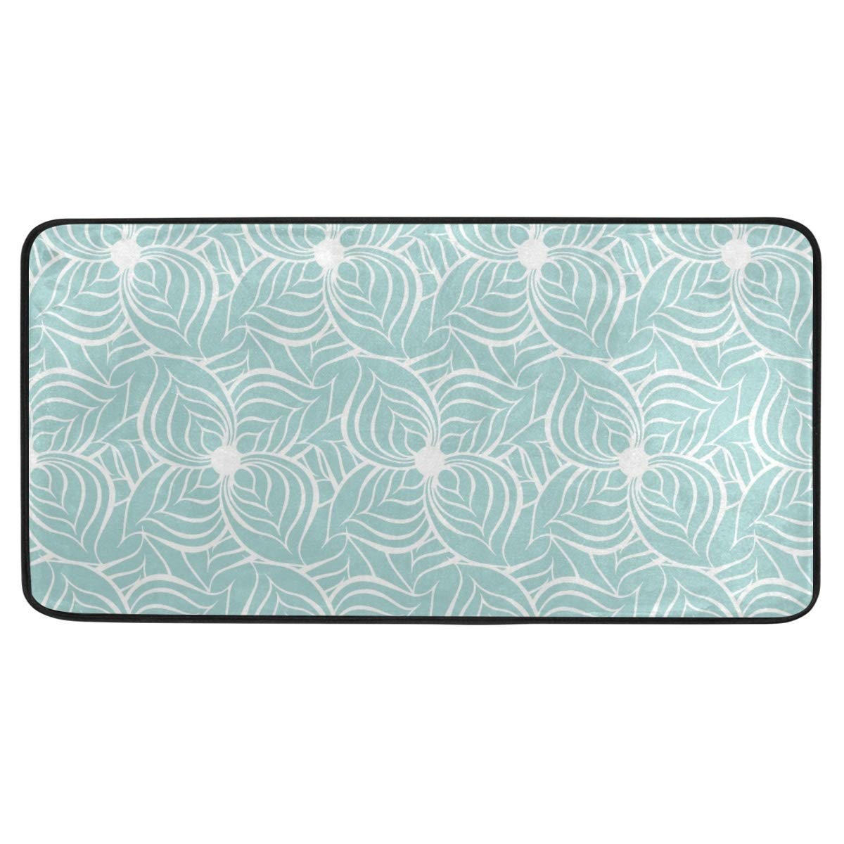 Stylish Anti-Fatigue Kitchen Rugs - 39x20 Inch Floral Floor Mats for Comfort & Decor in White & Turquoise | Perfect for Cooking, Dishwashing & Standing Comfort