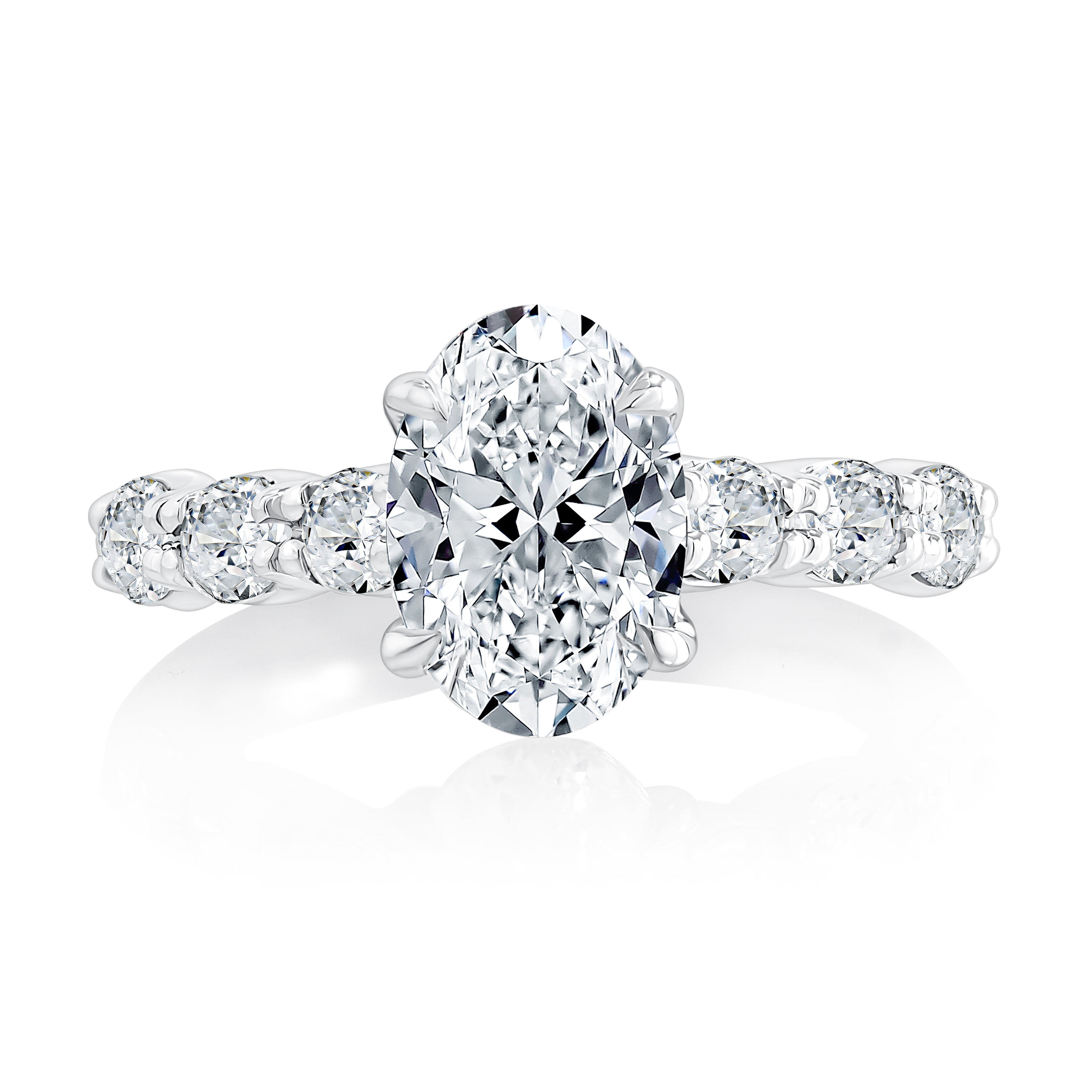 Oval Cut Diamond Engagement Ring with Signature Shank - Elegant Wedding Proposal Jewelry for Her