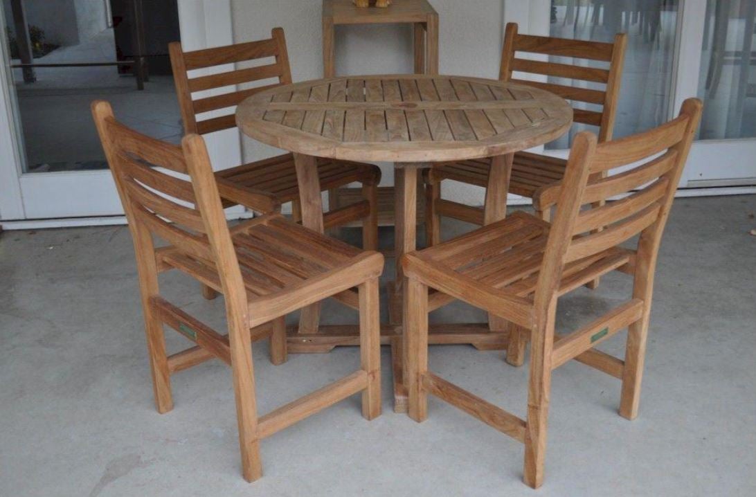Anderson Teak Descanso Windham 5-Piece Outdoor Dining Set - Patio Furniture for Garden, Backyard & Poolside - Durable Teak Wood Table & Chairs Set 130
