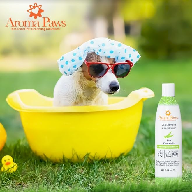 Gentle Tearless Dog Shampoo & Conditioner for Sensitive Skin - Moisturizing Puppy & Dog Shampoo - Fragrance-Free 13.5 oz - Perfect for Bath Time, Grooming & Allergy Relief