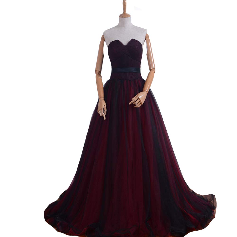 Gothic Black Tulle Long Sash Sweetheart Corset Prom Dress for Women | Elegant Evening Gown for Formal Events, Homecoming & Special Occasions