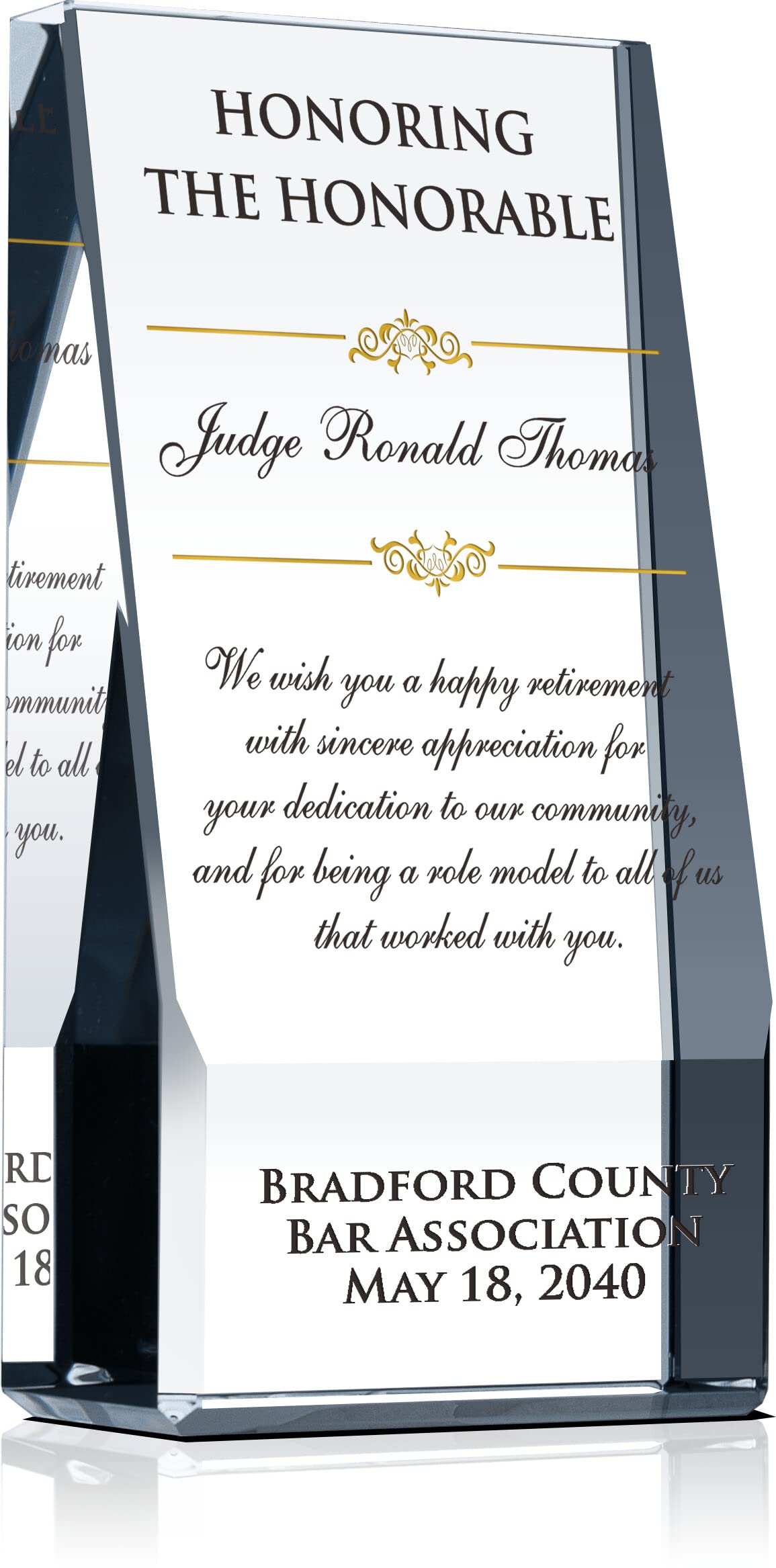 Personalized Judge Retirement Gift Plaque - Custom Engraved with Name & Date - Unique Retirement Present for Judges, Chancellors & Magistrates (10