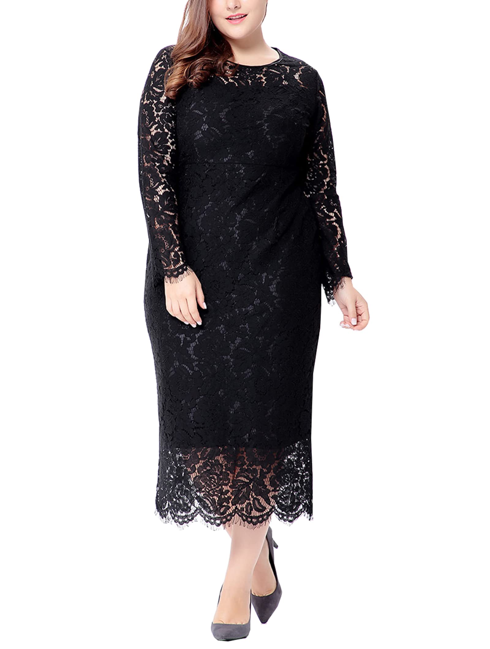 Elegant Floral Lace Bodycon Dress for Women - Long Sleeve Cocktail Party Dress, Wedding Guest & Bridesmaid Evening Gown | Perfect for Formal Events, Date Nights & Special Occasions