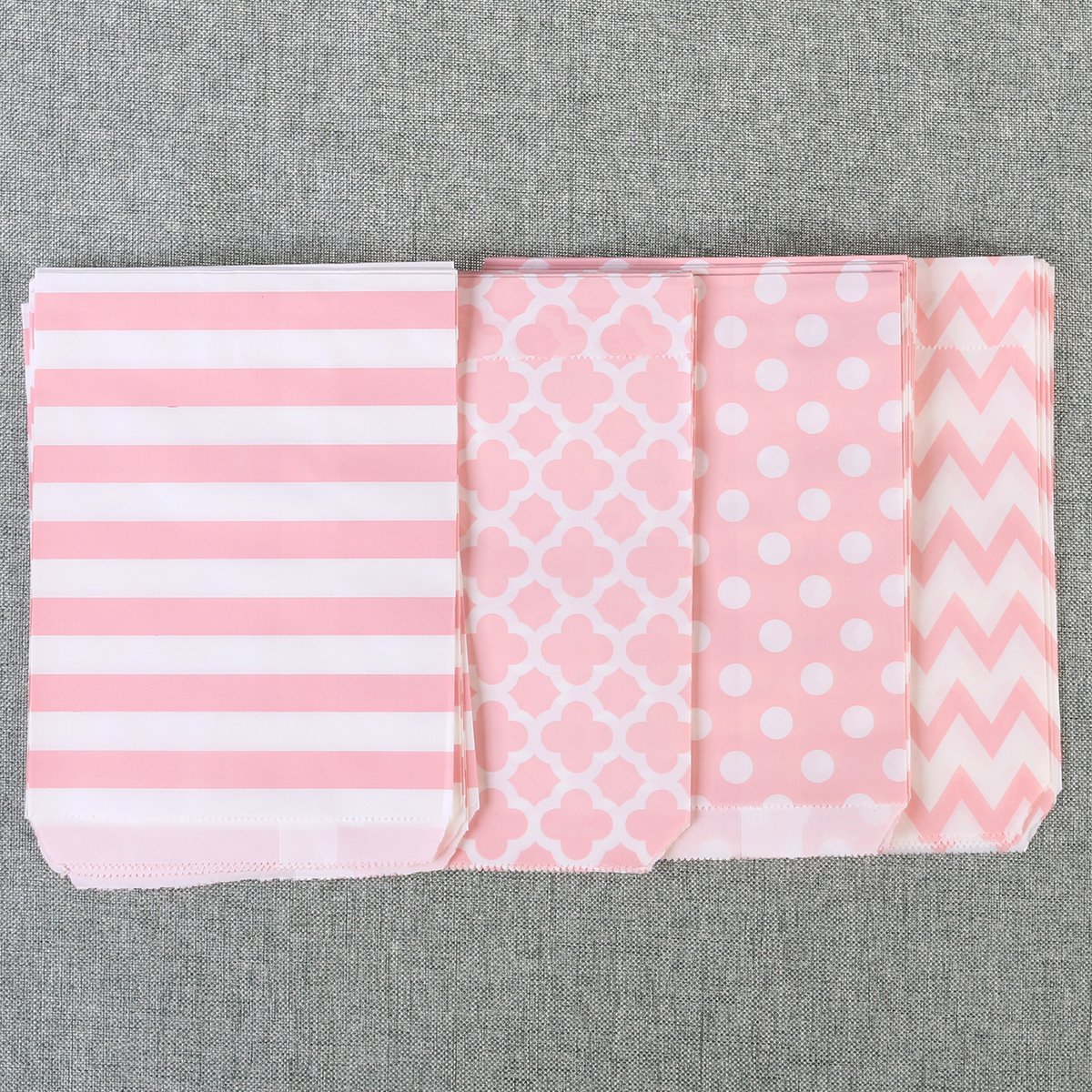 48pcs Striped Polka Dot Candy Paper Gift Bags for Birthday Party, Baby Shower, Wedding Favors - Pink (Perfect for Candy, Treats & Small Gifts)