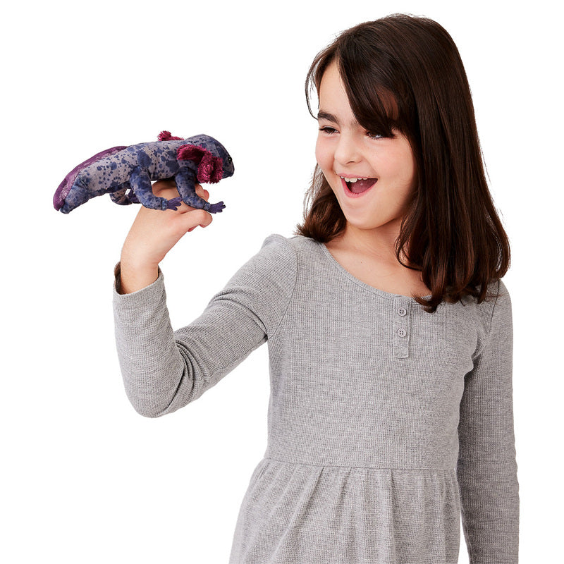 Black Axolotl Puppet - Soft Plush Mexican Salamander Hand Puppet for Kids, Storytelling & Educational Play | Perfect for Classroom, Birthday Parties & Imaginative Play