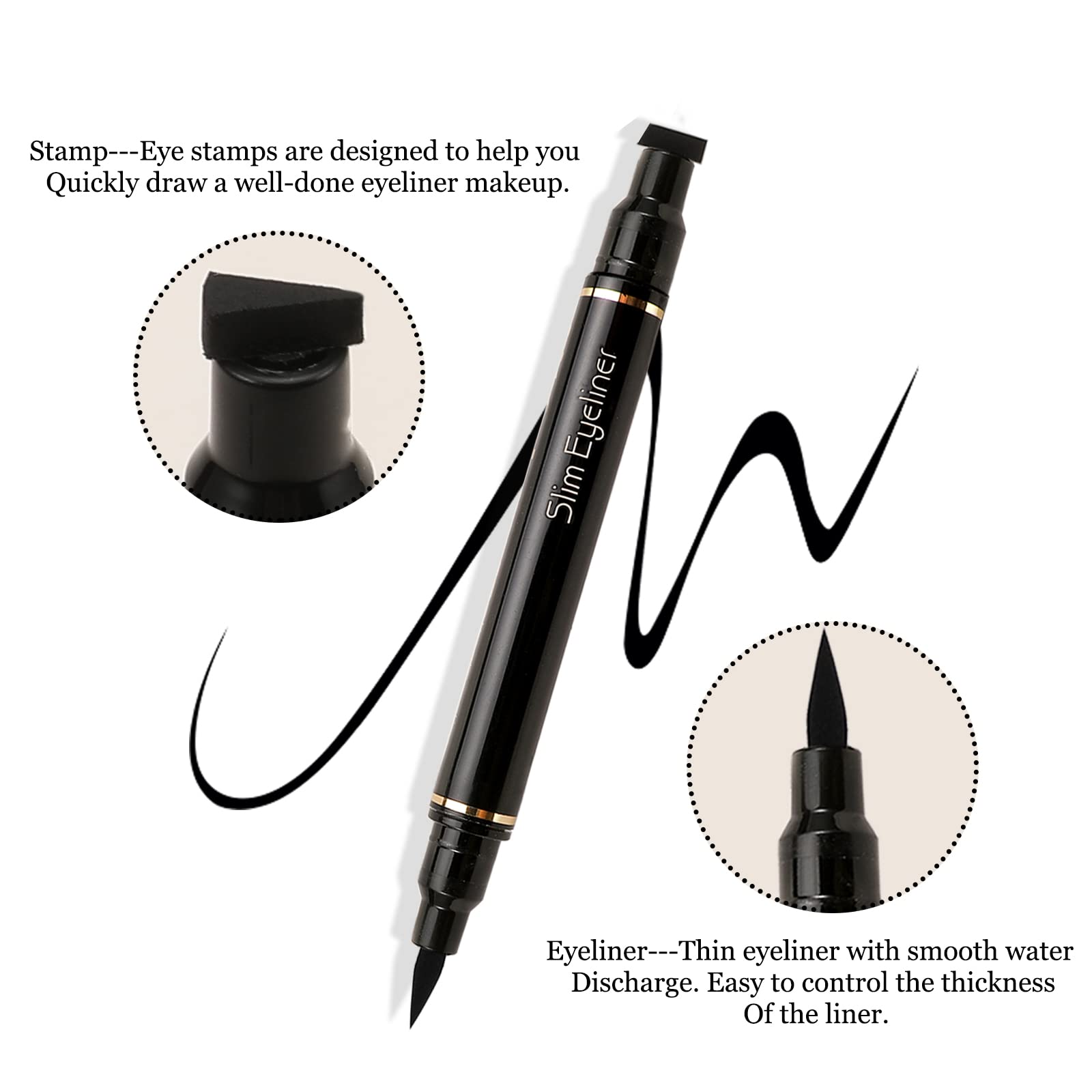 Boobeen 2Pcs Black Eyeliner Stamp - Waterproof Liquid Winged Eyeliner Stamp for Perfect Cat Eye, Wing Liner Stamp for All Eye Shapes | Easy Eye Makeup for Parties, Date Nights & Special Occasions