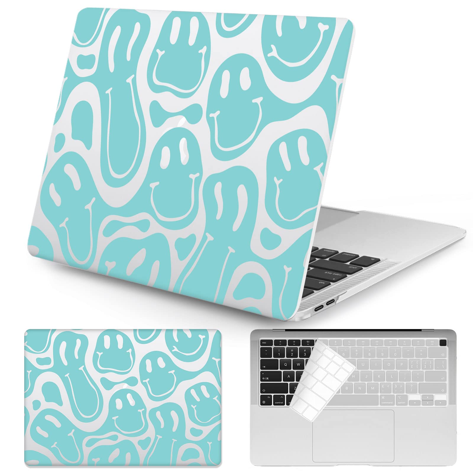 Watbro Retro 70's Smiley Pattern Laptop Case for MacBook Pro 13 inch (2020 2019 2018 M1 M2 Models A2338/A2251/A2289/A2159/A1989/A1706/A1708) - Protective Cover with Touch ID Compatibility - Perfect for Work, Travel & School