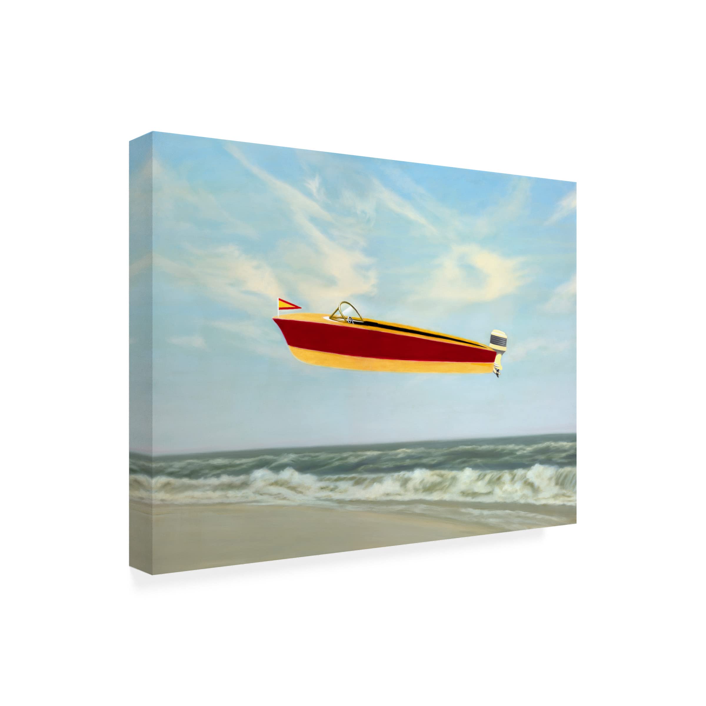 Trademark Fine Art 'Speedboat' Canvas Wall Art by Rick Monzon - Modern Nautical Decor for Living Room, Office & Beach House