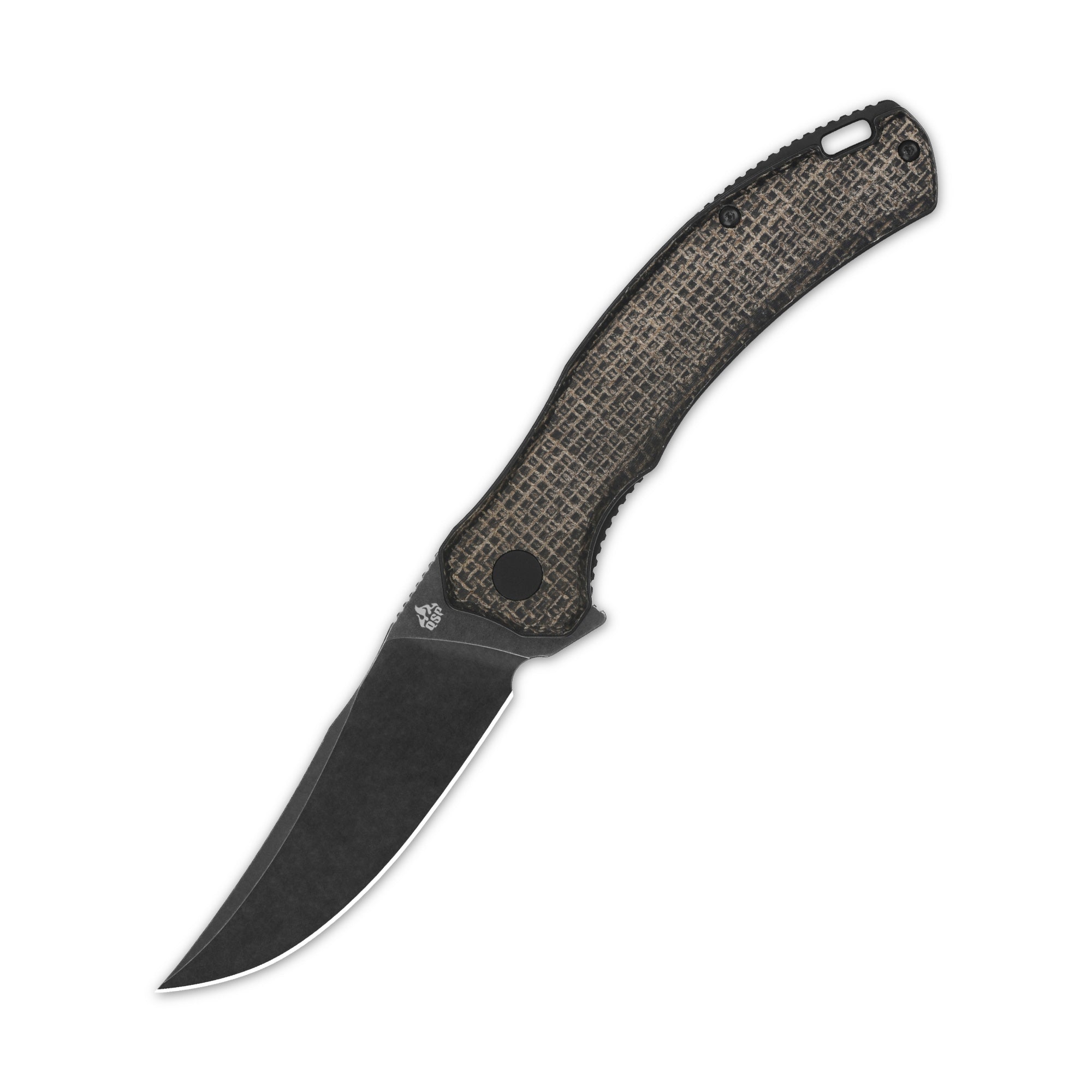QSP Walrus Liner Lock Pocket Knife - D2 Steel Blade with Dark Brown Rough Micarta Handle - EDC, Camping, Hiking & Outdoor Survival Tool