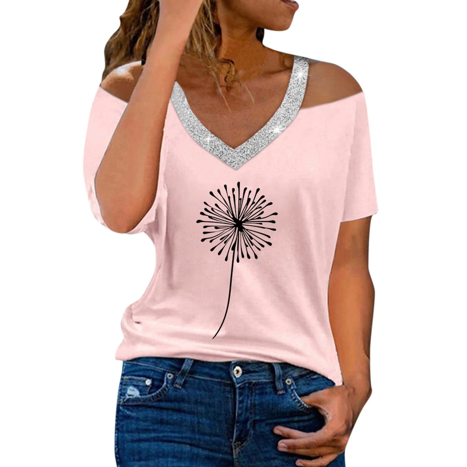 Women's Summer Tops - Sexy V-Neck Short Sleeve Dolman Blouse with Twist Front Detail | Casual & Dressy Loose Fit Shirt | Perfect for Office, Date Night & Summer Outings