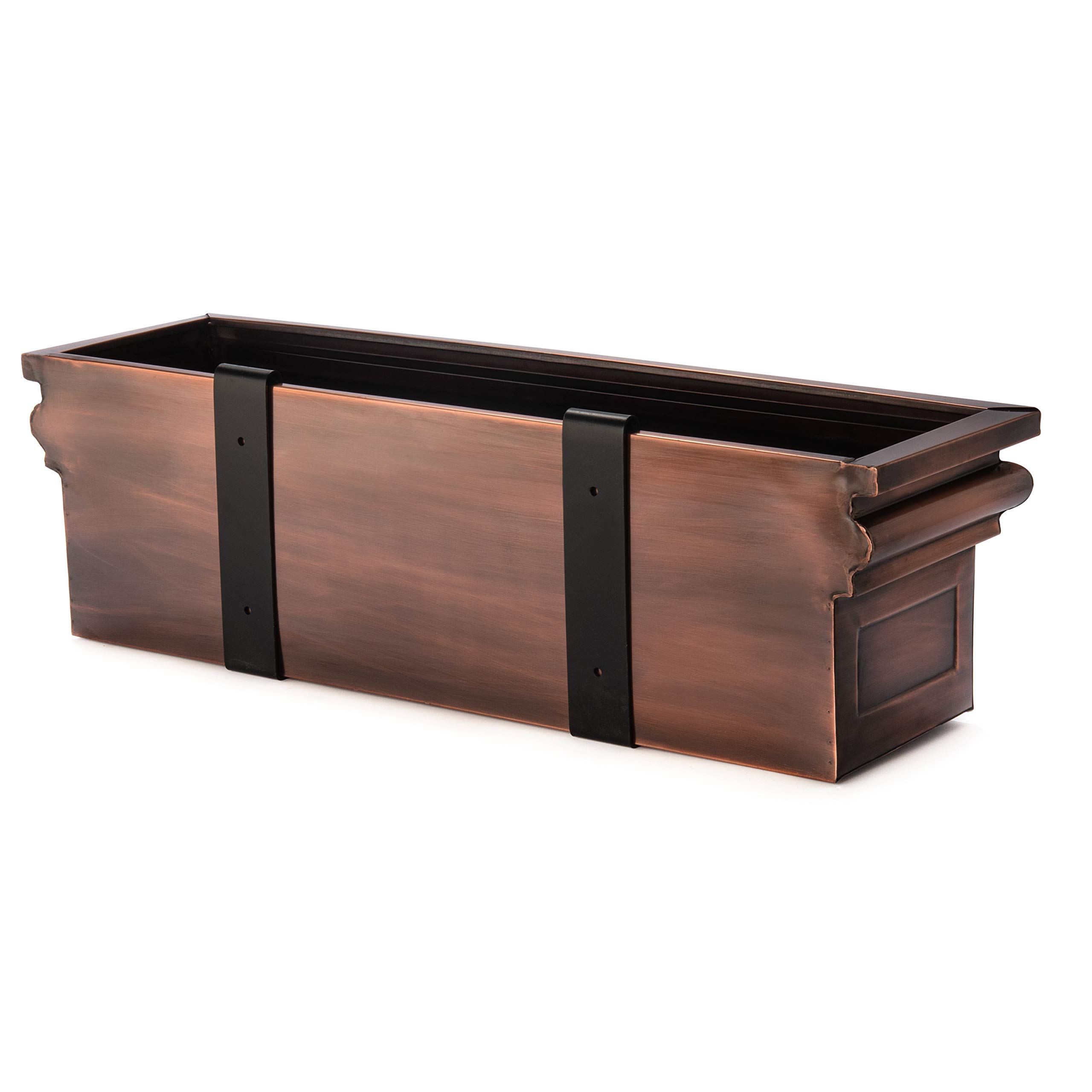 Copper Window Planter Box - 30 Inch Rectangular Outdoor Flower Container for House, Deck & Balcony | H Potter GAR513 | Perfect for Herbs, Flowers & Small Plants (Ideal for Windowsill Gardening & Outdoor Decor)