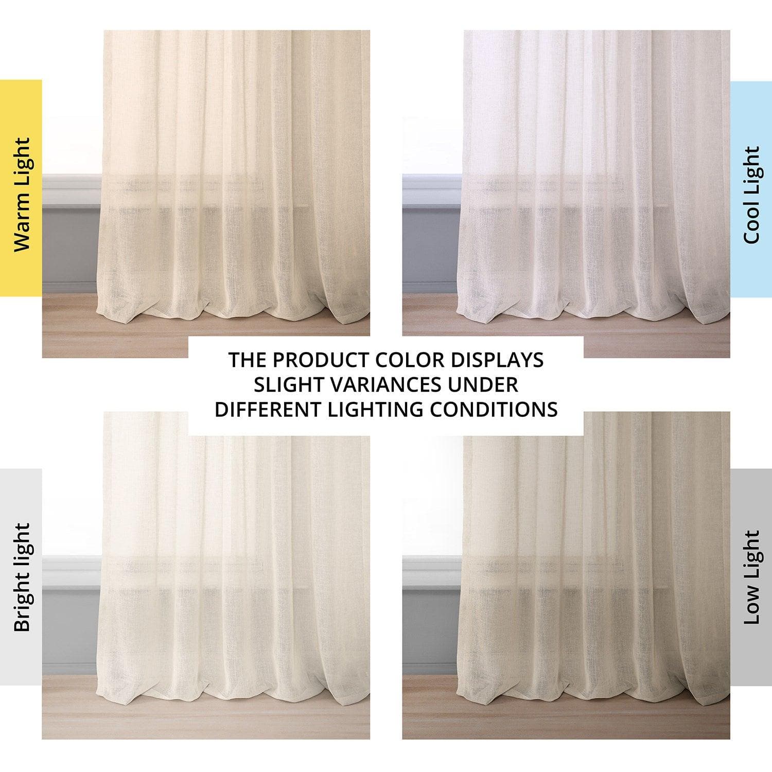 Breathable Cotton Seed Textured Faux Linen Sheer Curtains - Light Filtering Window Drapes for Living Room, Bedroom & Nursery