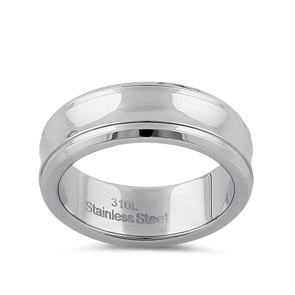 Premium 7mm Stainless Steel Men's Wedding Band - Brushed Polish Curved Design for Comfort Fit - Perfect for Engagement, Anniversary & Everyday Wear