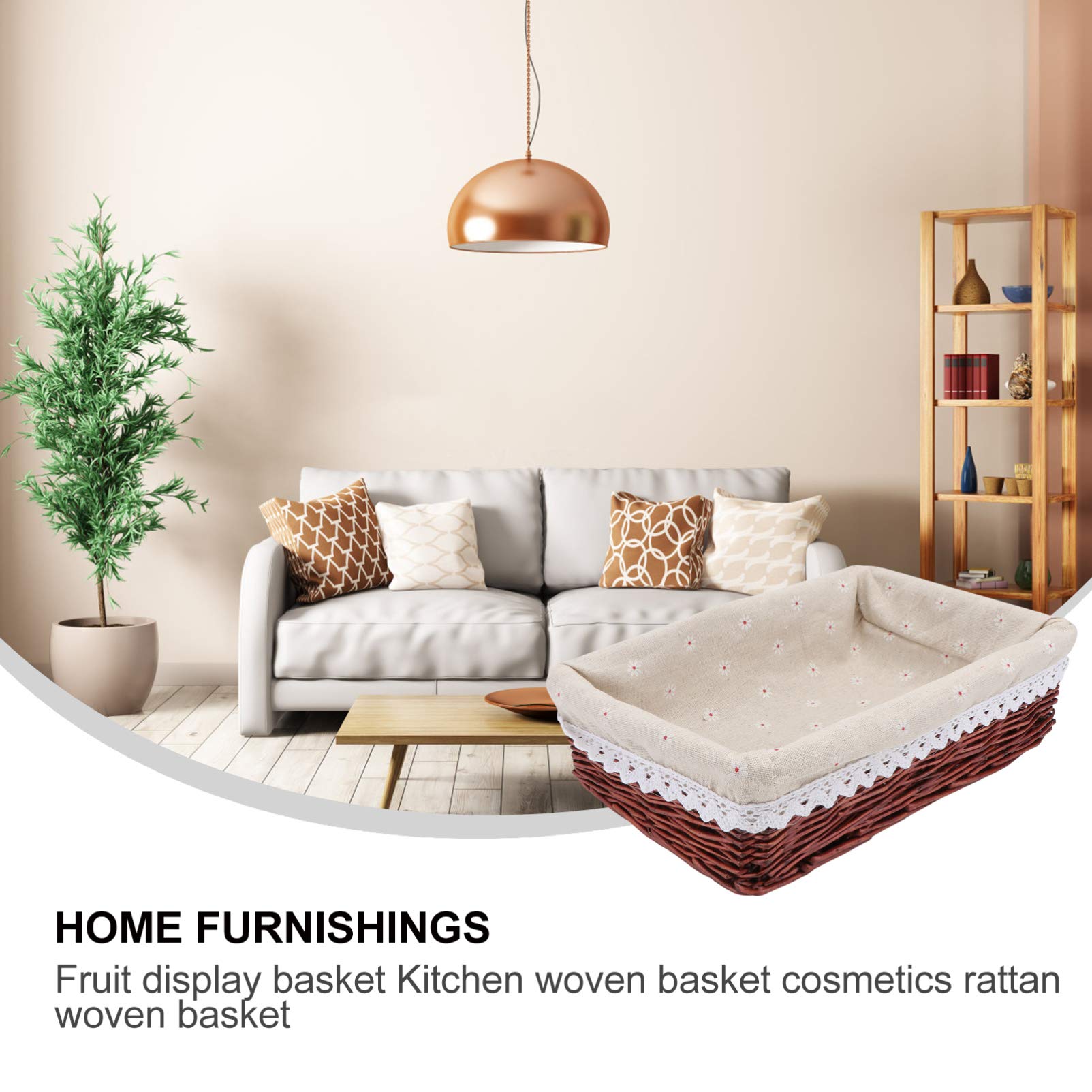 Rattan Woven Fruit Basket - Round Wicker Bread Tray & Snack Serving Bowl | Handmade Willow Storage Organizer for Kitchen, Dining Table Decor | Perfect for Picnics, Parties & Home Organization