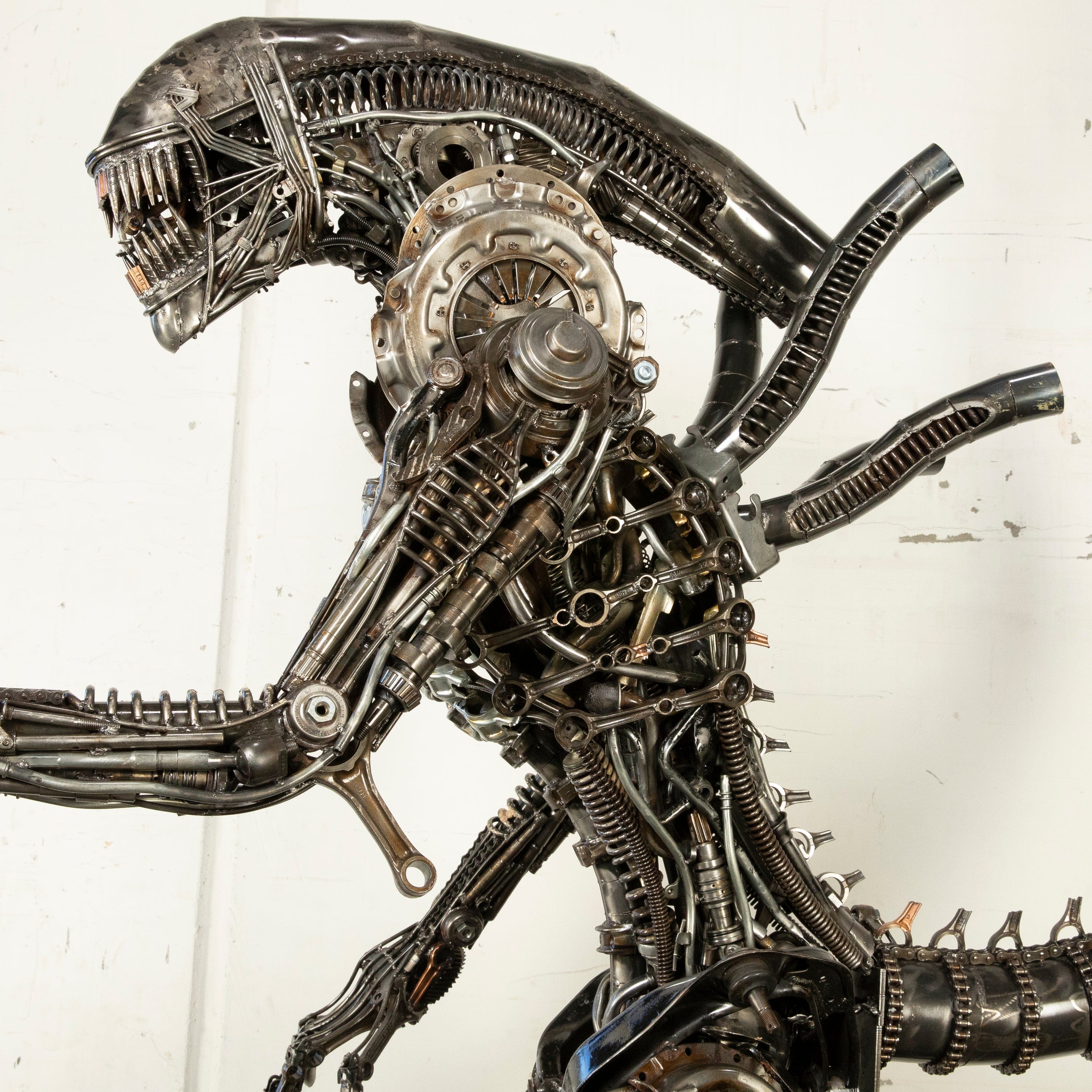 91 Alien Inspired Recycled Metal Wall Art Sculpture - Unique Sci-Fi Home Decor for Living Room, Office & Outdoor Spaces