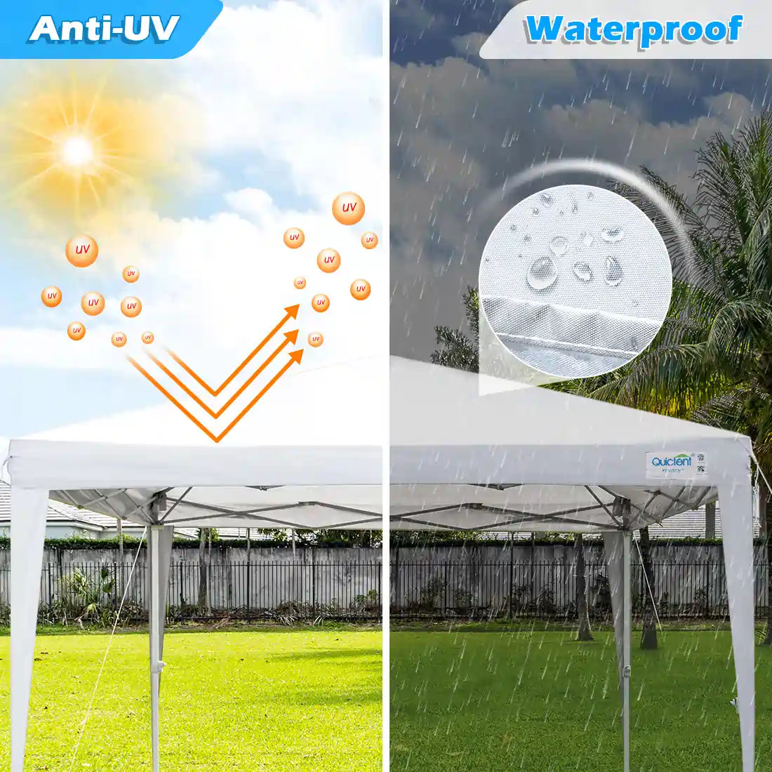 10' x 10' Instant Pop Up Canopy Tent with No Side Walls - Portable Outdoor Shelter for Camping, Beach, Picnics & Backyard Parties