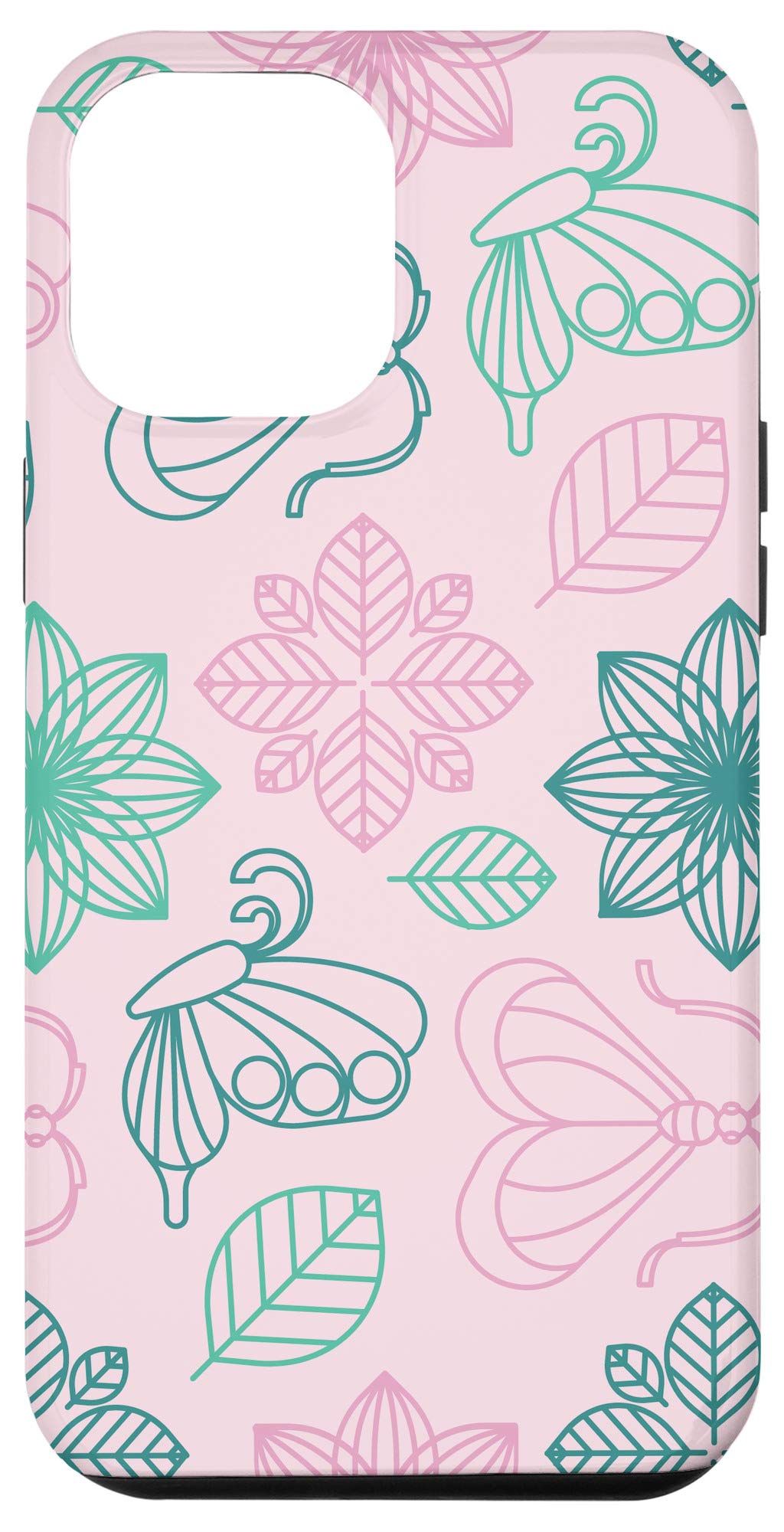 iPhone 12 Pro Max Case - Pastel Pink & Green Butterfly Floral Design | Slim Protective Cover with Precise Cutouts | Perfect for Everyday Use, Travel & Gift Giving