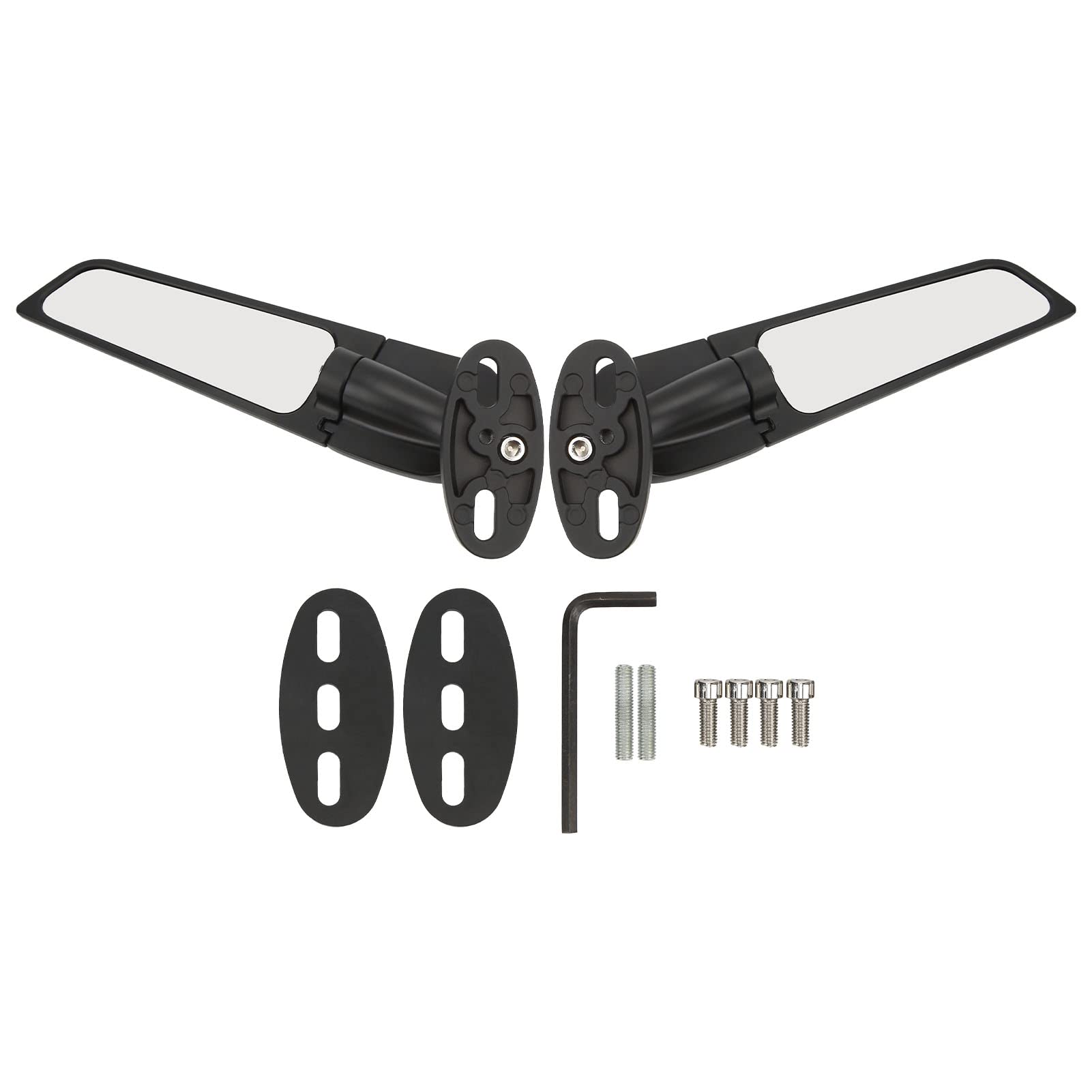 Qiilu Motorcycle Rearview Mirrors - 2 Pack Adjustable Side Mirrors with Wind Wing Design, 360° Rotation for CBR250R CBR300R CBR500R - Perfect for Highway Riding and Urban Commuting