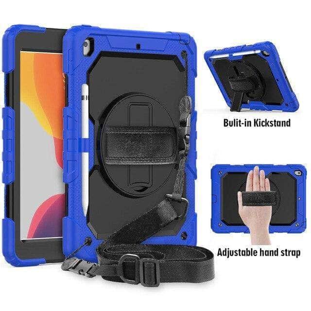 360 Rotating Protective Case with Strap for iPad 10.2 (7th/8th Gen 2019/2020) - Durable Cover for Work, School & Travel