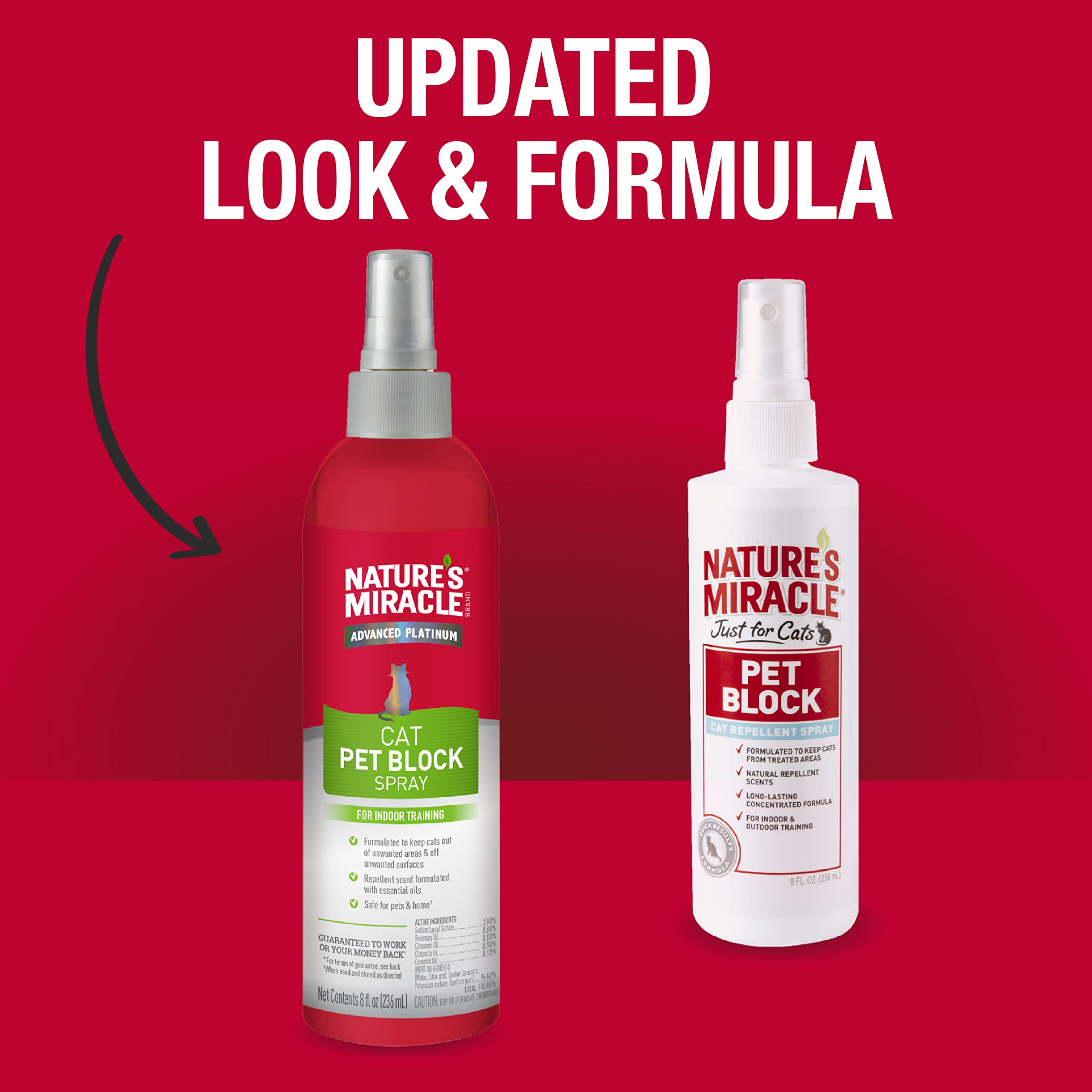 Nature's Miracle Advanced Platinum Cat Repellent Spray - 8 oz | Indoor Training Aid for Cats | Stops Scratching & Marking on Furniture, Carpets & More