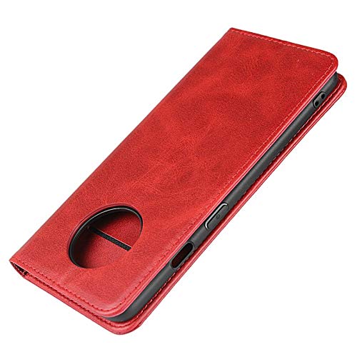 Premium PU Leather Magnetic Wallet Case for OnePlus 7T (6.55 inch) - Wine Red | Book Style Flip Cover with Card Slots & Cash Pocket | Kickstand Feature for Hands-Free Viewing | Perfect for Work, Travel & Daily Protection