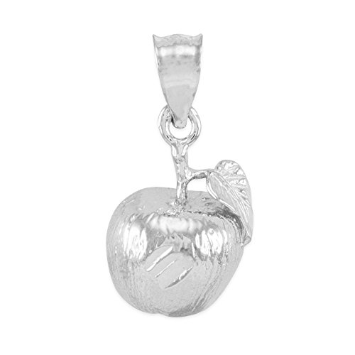 925 Sterling Silver Leaf & Fruit Charm High Polish Apple Pendant Necklace for Women - Elegant Jewelry Gift for Birthday, Anniversary & Everyday Wear