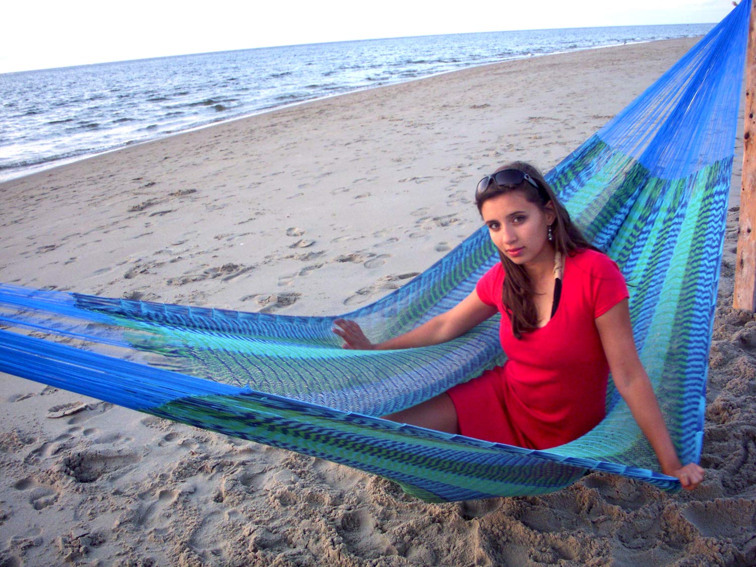 Breezy Point Mayan Mexican Jumbo Hammock - Extra Large Cotton Rope Hammock for Outdoor, Backyard, Camping & Beach - Handwoven Hammock with Spreader Bars & Carrying Bag