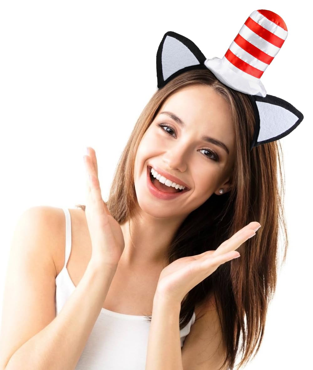 Cute Cat Ears Headband with Hat - Funny Halloween Costume Accessories for Women & Men | Perfect for Halloween Parties, Cosplay, and Themed Events