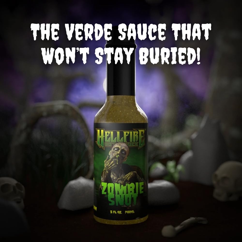 **Hellfire Zombie Snot Hot Sauce – Award-Winning Spicy Salsa Verde with Carolina Reaper Peppers – World's Best Vegan & Gluten-Free Taco Sauce – Gourmet 5 oz Bottle – Perfect for Tacos, Wings & Bold Flavor Lovers**