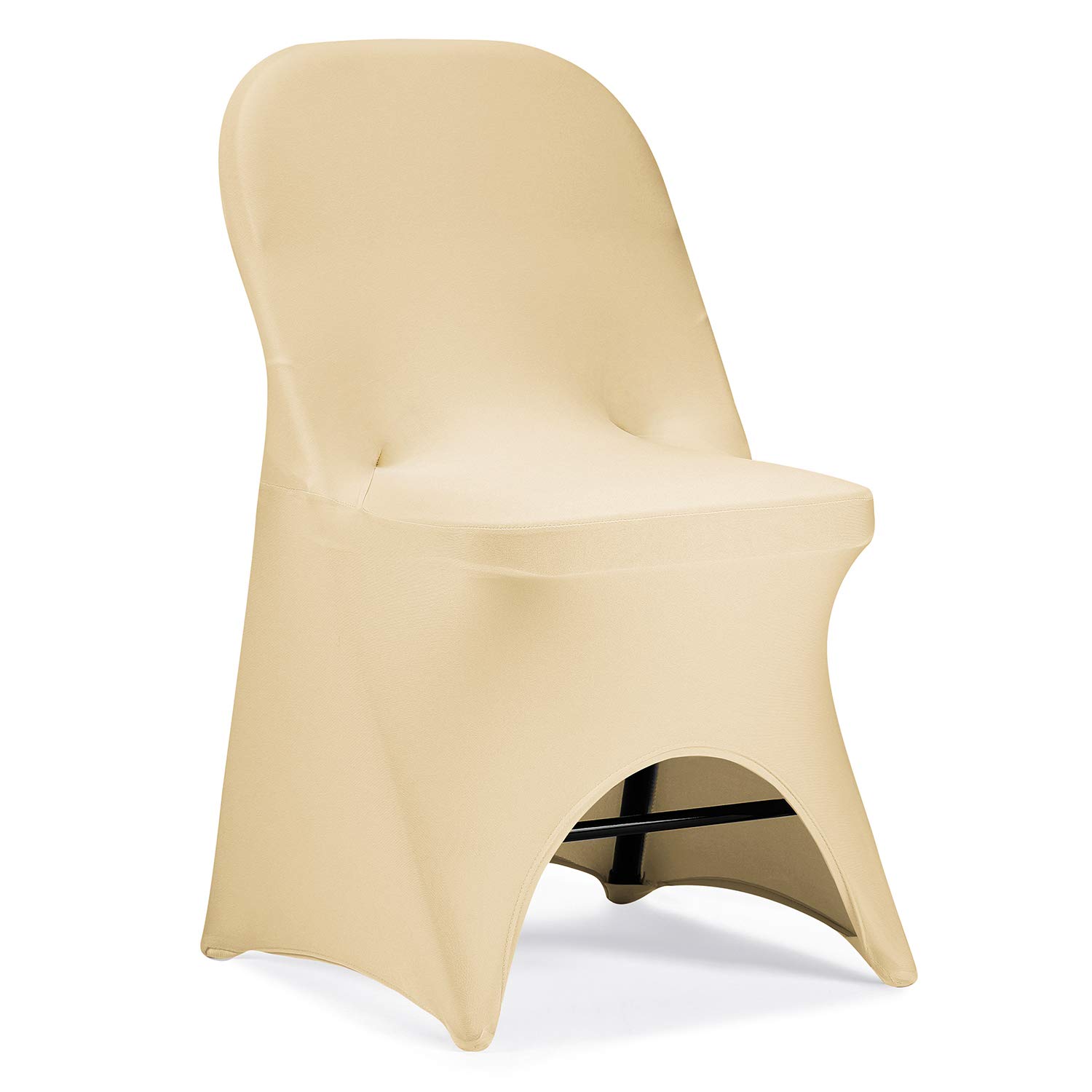 **Peomeise Stretch Spandex Folding Chair Covers - 12 Pack Champagne Open Back Design for Wedding, Party, Banquet & Dining Events - Perfect for Indoor & Outdoor Celebrations**