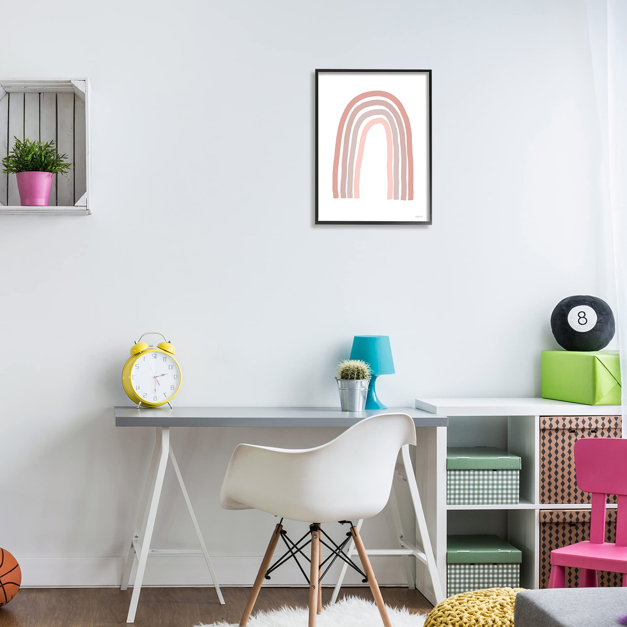 Stupell Industries Minimalist Rainbow Art Print - Pink Pastel Stripes Drawing by Imperfect Dust - Perfect for Nursery, Bedroom & Boho Home Decor