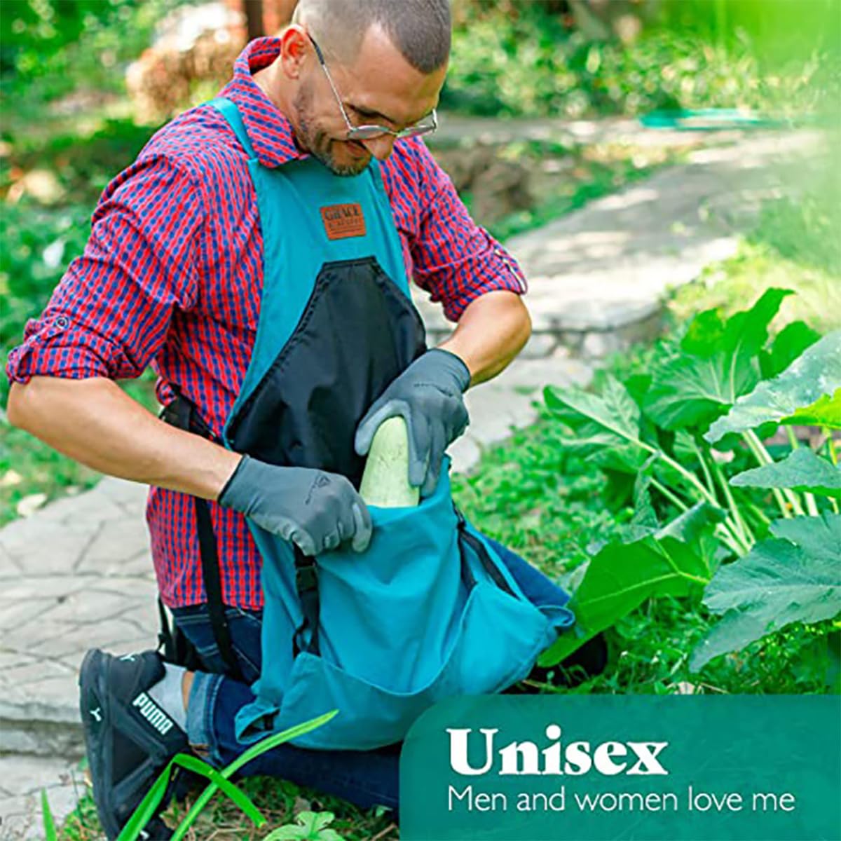 Heavy Duty Gardening Apron with Pockets for Women & Men - Washable Harvest Apron with Multiple Tool Pockets - Perfect for Gardening, Farming, Harvesting & Outdoor Activities - Blue