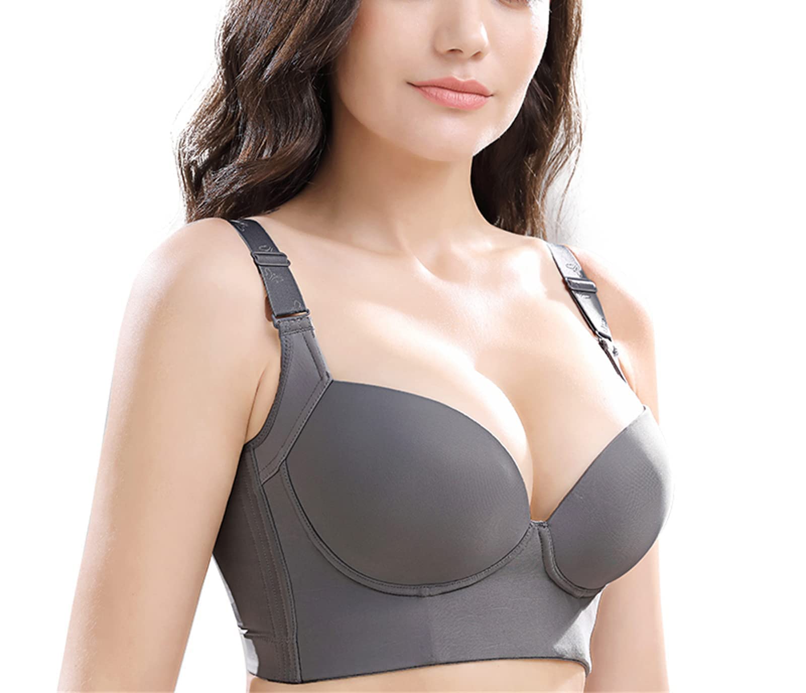 LELEBEAR Women's Shapewear Bra with Deep Cup - Seamless Back Fat Hiding Bra for Plus Size & Full Coverage - Perfect for Everyday Wear, Workout & Special Occasions