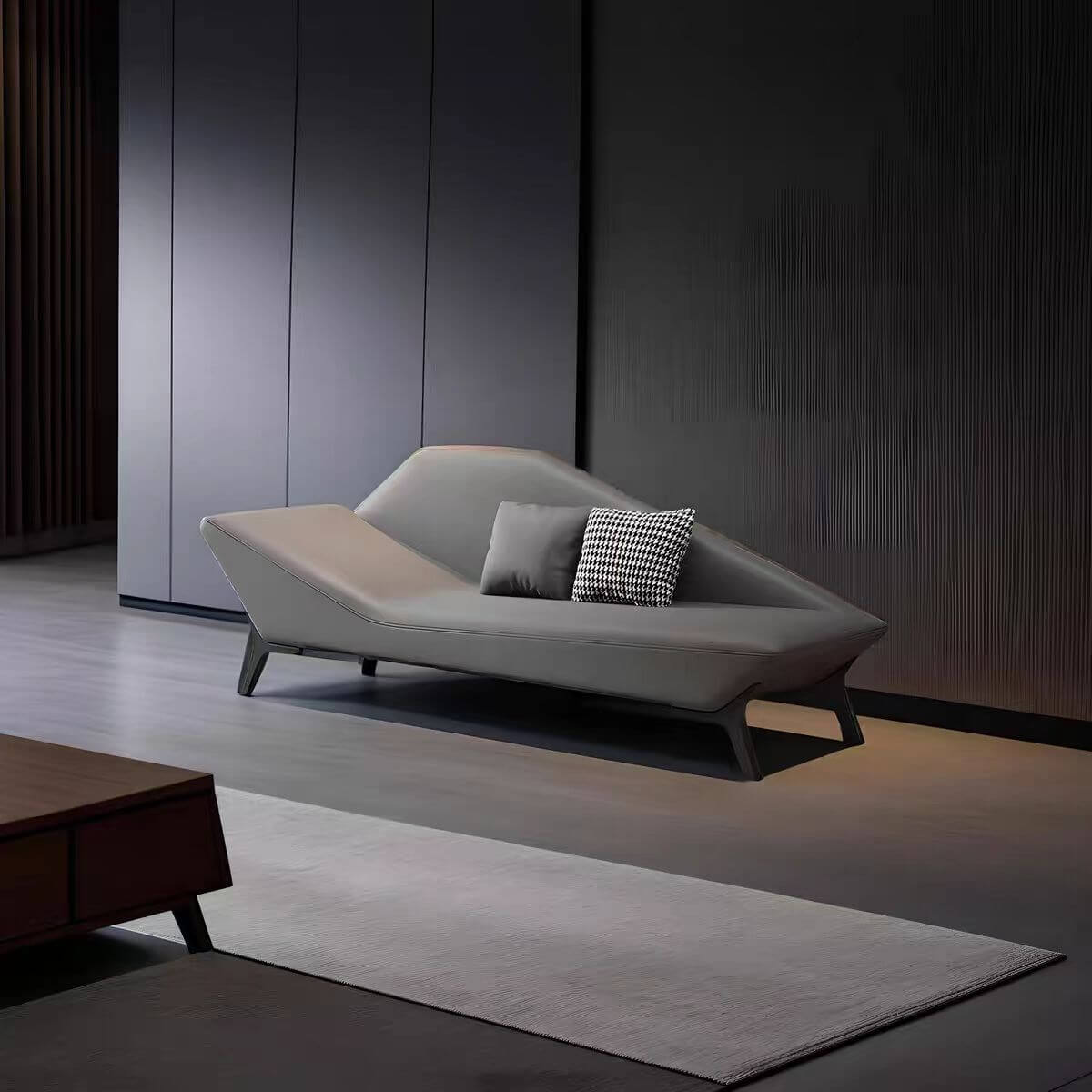 Premium Genuine Leather Chaise Lounge Chair - Gray/Chestnut/Beige - Right/Left Facing - Living Room Furniture for Relaxation & Home Decor