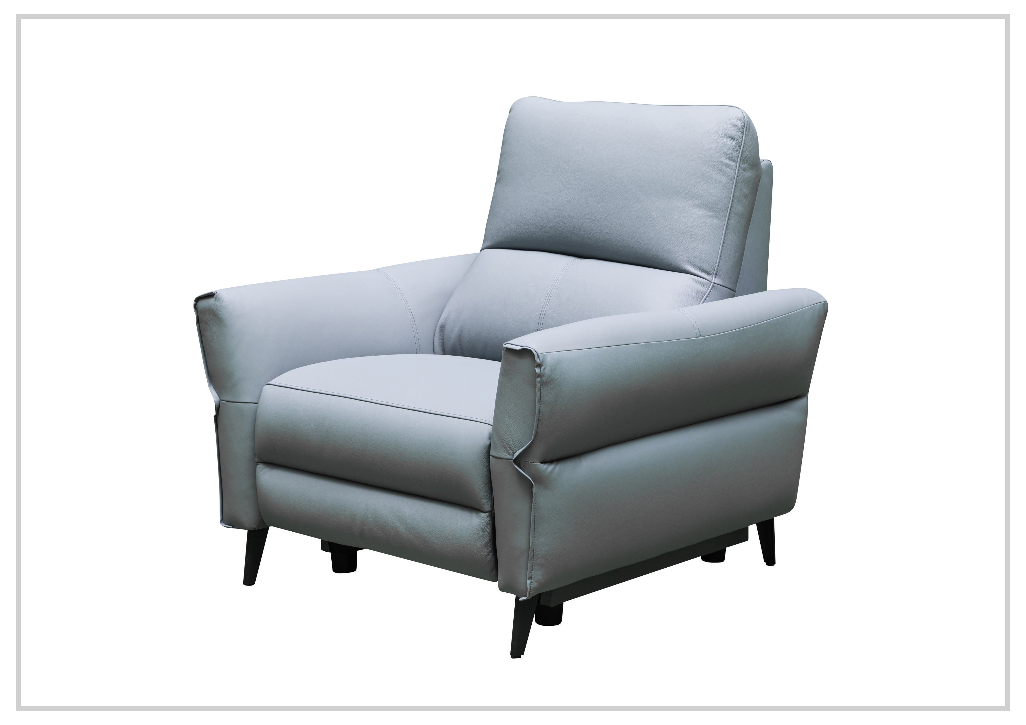 Klaussner Serenita Genuine Leather Power Recliner Chair - Blue - Living Room Reclining Sofa for Home Theater & Relaxation