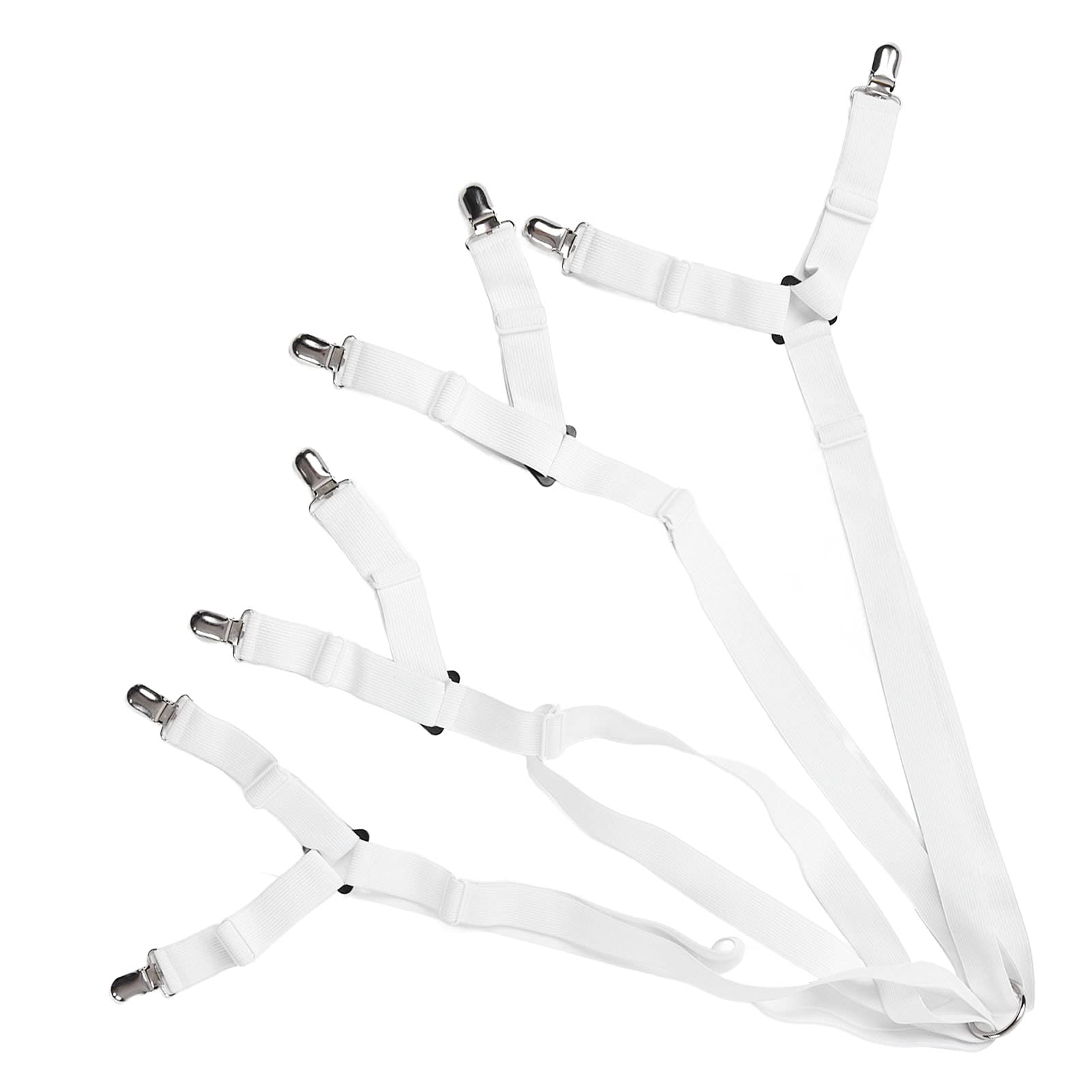 Non-Slip Bed Sheet Holder Clips - Lightweight Compact Sheet Grippers for Mattresses, Tablecloths, Ironing Board Covers (White) | Perfect for Home, Hotel & Dormitory Use