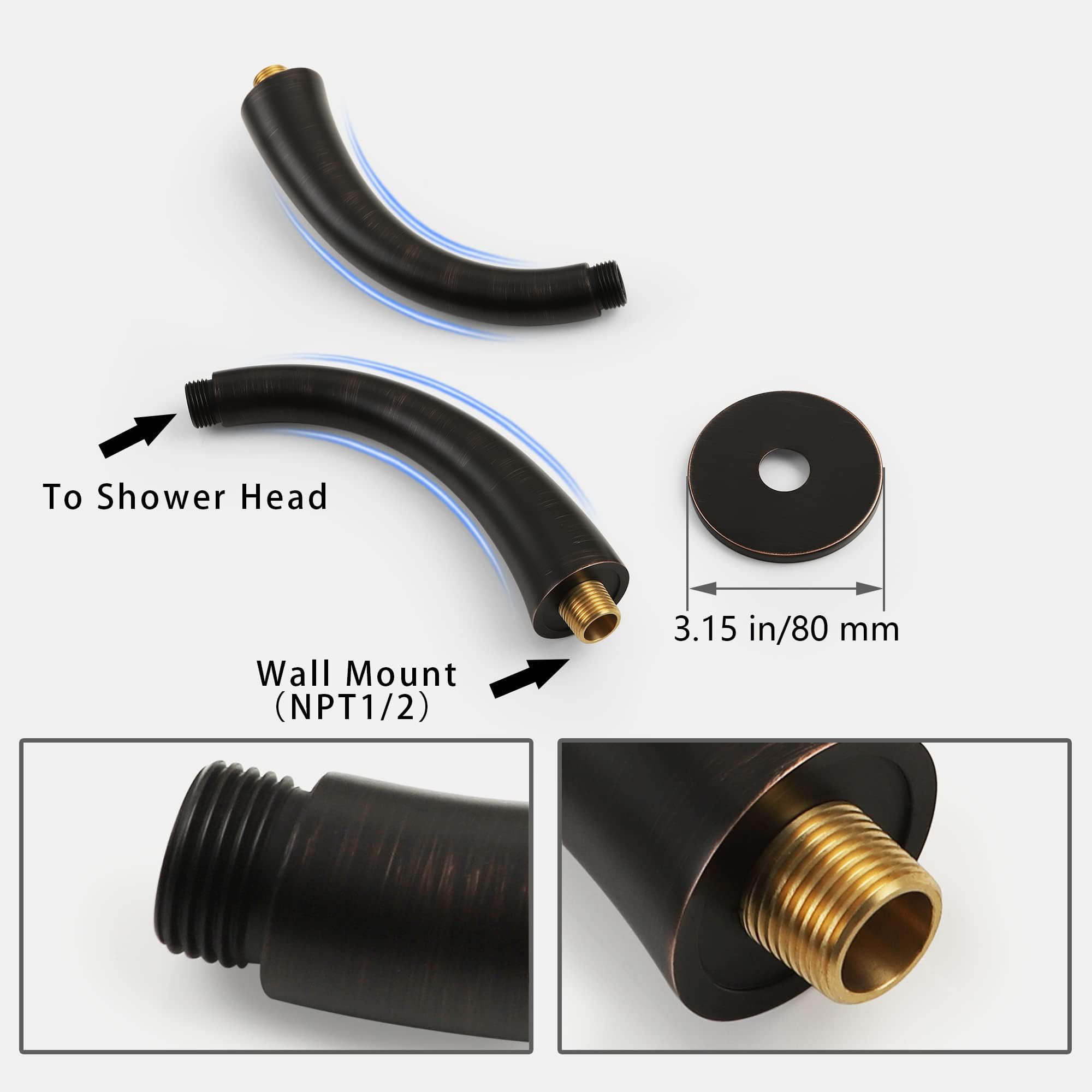 SKOWLL 10 Inch Black Rainfall Shower Faucet Set - 3 Handle Wall Mount Shower System with 2 Function Valve, Oil Rubbed Bronze Finish | Perfect for Modern Bathroom Renovation & Spa-Like Shower Experience