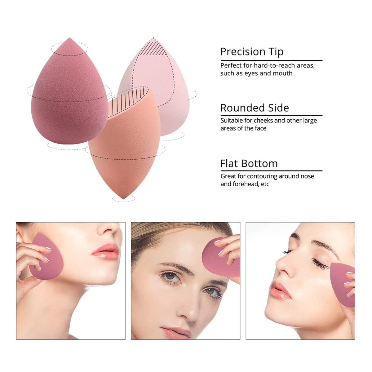 7Pcs Beauty Blender Makeup Sponge Set - Teardrop & Egg Foundation Sponges with Gift Bottle Design | Perfect for Liquid, Powder & Cream Makeup Application | Great Gift for Girls & Makeup Lovers
