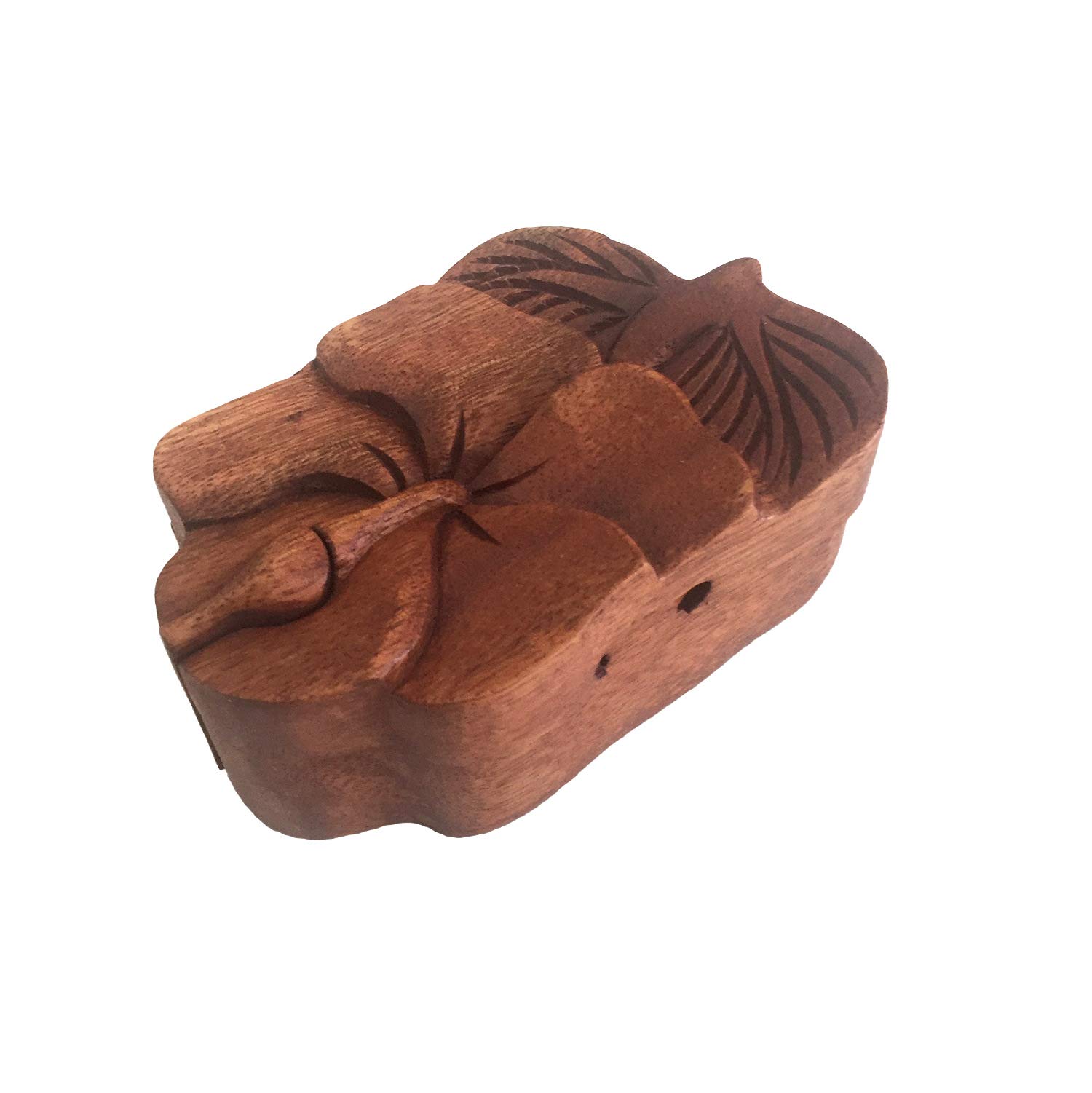 OMA Sunflower Trinket Jewelry Storage Box - Handcrafted Wooden Carved Box with Hidden Secret Compartment | Perfect for Organizing Rings, Necklaces & Small Keepsakes at Home or Travel