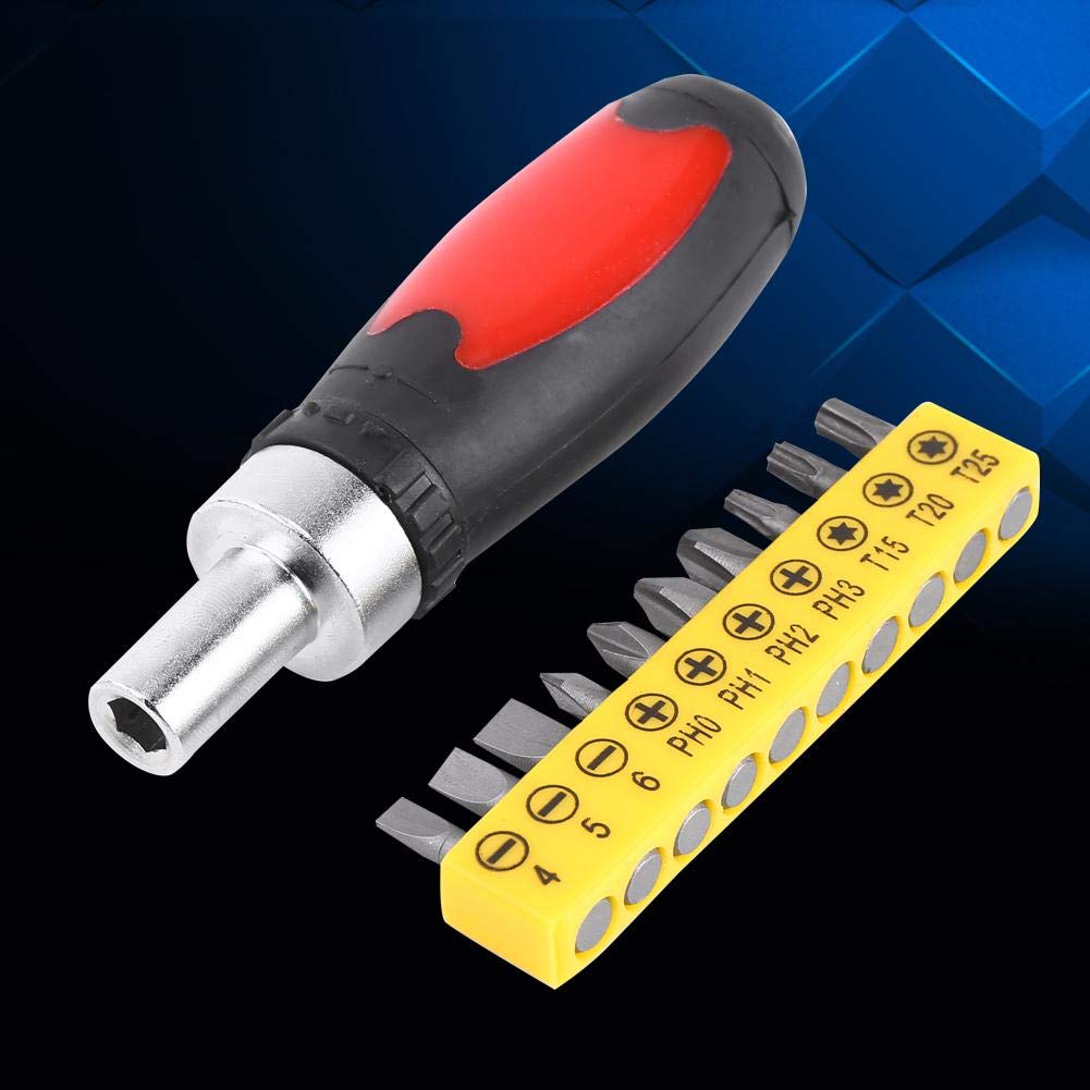 10-Piece Interchangeable Screwdriver Set with Magnetic Bits - Manual Screwdriver for Phillips, Flat, Star & Hex Screws - Perfect for Home Repairs, DIY Projects & Electronics Maintenance