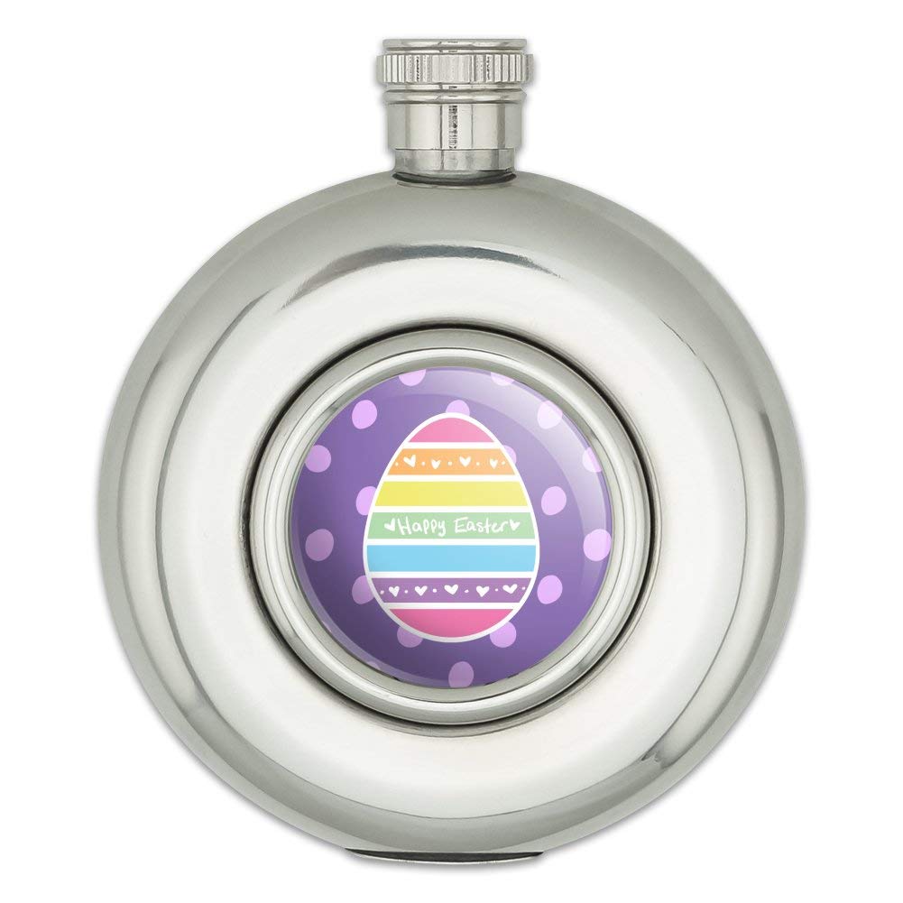 5oz Stainless Steel Rainbow Easter Egg Hip Flask - Cute & Happy Design for Easter Gifts, Parties, and Outdoor Adventures