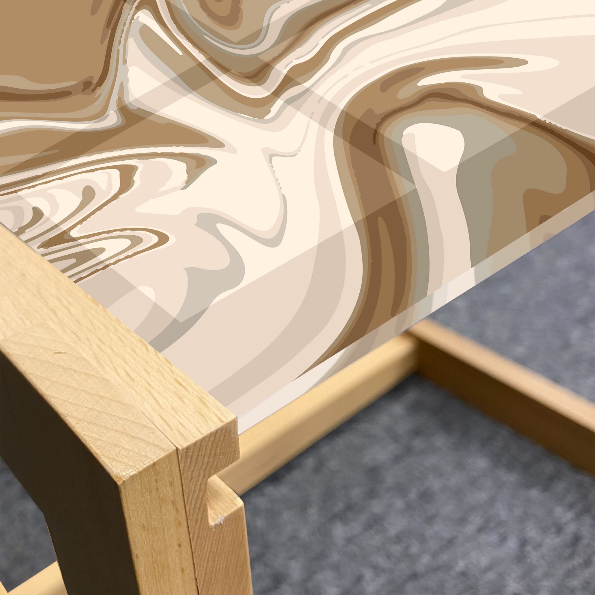 Ambesonne Marble Coffee Table - Abstract Earth Tone Digital Art Print Acrylic Glass Top with Wooden Frame - Modern Office & Dorm Decor in Pale Tan Caramel Brown | Perfect for Living Rooms, Studios & Workspaces