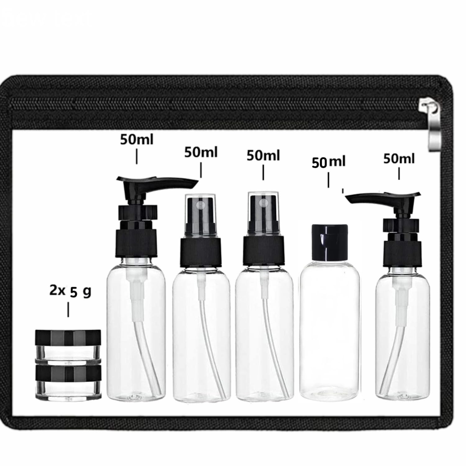 ZELOVI 10-Piece Travel Bottles Kit - Leak Proof Refillable Toiletry Containers for Shampoo, Lotion & Cream | Portable Cosmetic Organizer for Air Travel, Gym, Camping & Daily Essentials (Black)