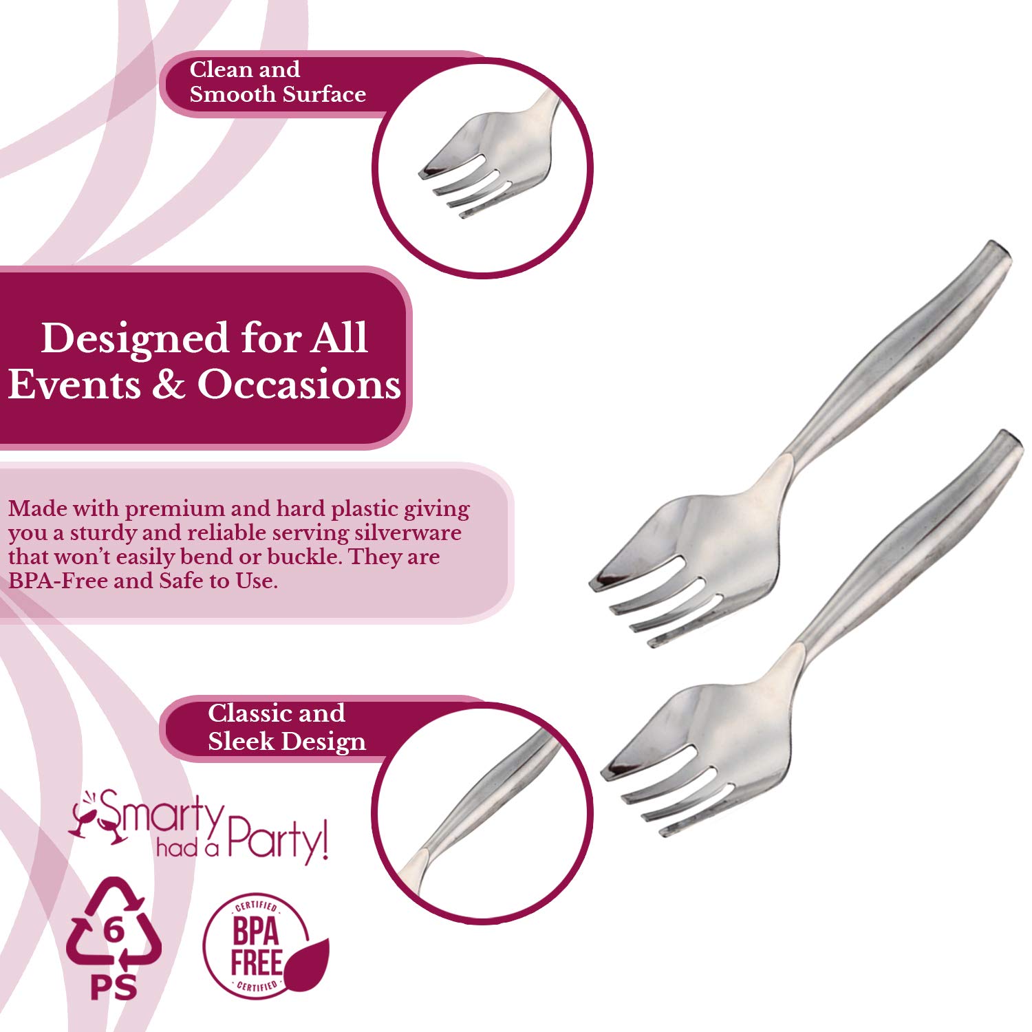 Disposable Plastic Serving Forks - 150 Pack Silver Flatware Set for Wedding, Birthday Party, Catering & Events | Durable Dinnerware for Buffets, BBQs, Picnics & Outdoor Dining