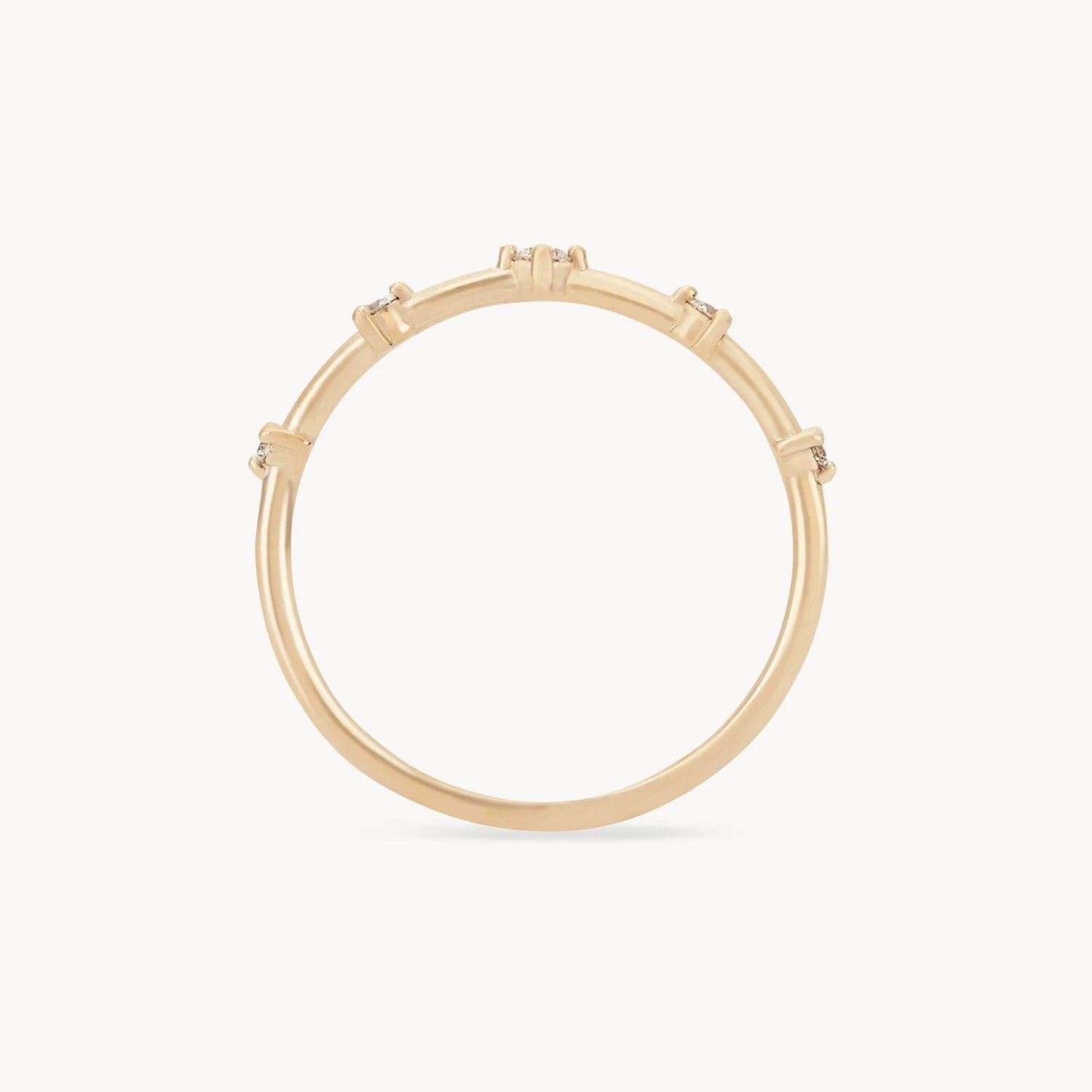 14K Yellow Gold White Diamond Stars Align Ring - Elegant Celestial Jewelry for Engagement, Wedding & Anniversary Gifts