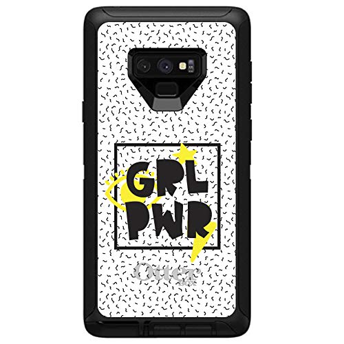 DistinctInk Protective Case for Samsung Galaxy Note 9 - Shockproof Heavy Duty Cover with Girl Power Design (Yellow & Black) - Perfect Replacement for OtterBox Defender - Ideal for Work, School & Outdoor Activities