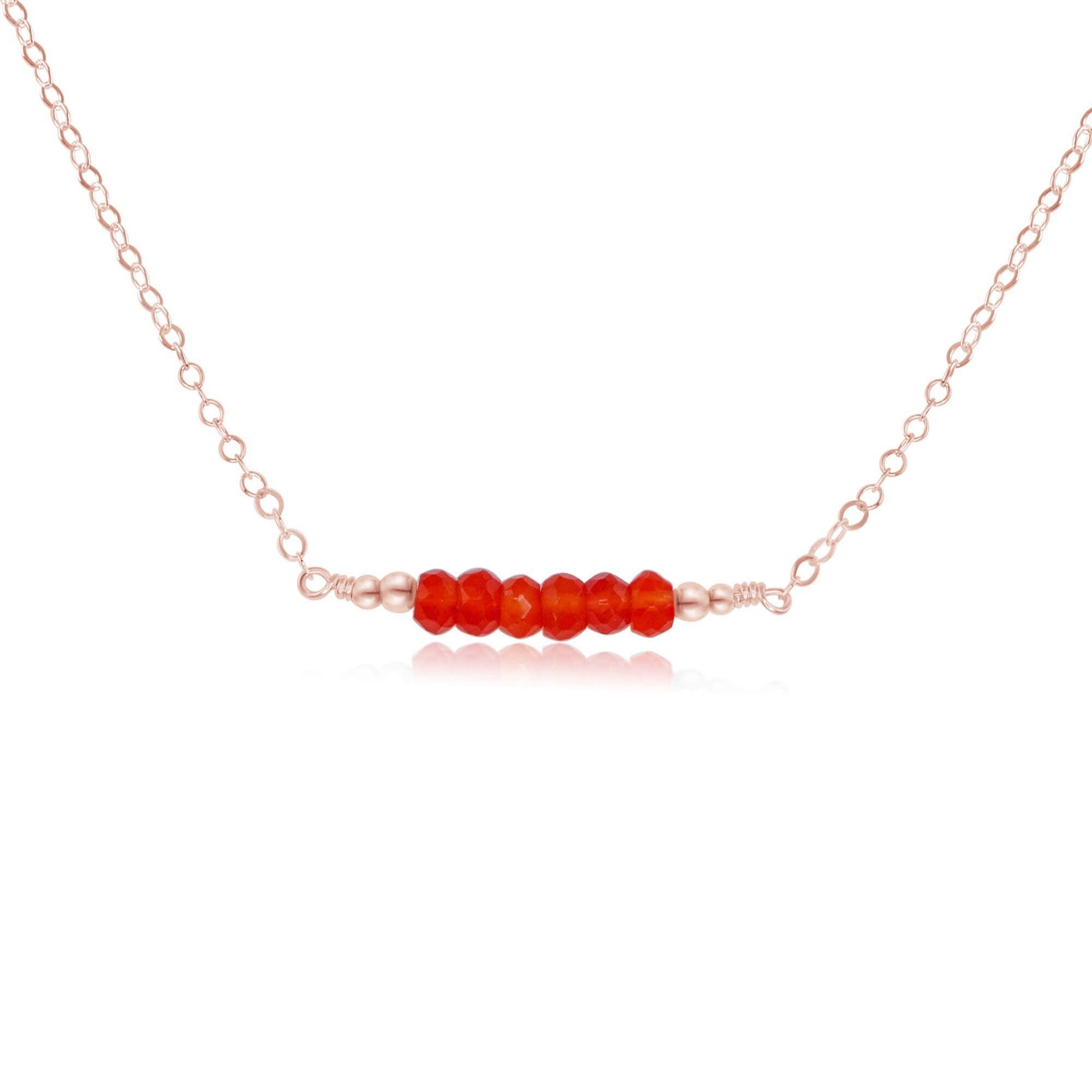 Sparkling Orange Carnelian Faceted Bead Bar Necklace for Women - Handmade Gemstone Jewelry - Boho Chic Necklace for Everyday Wear, Meditation & Spiritual Healing